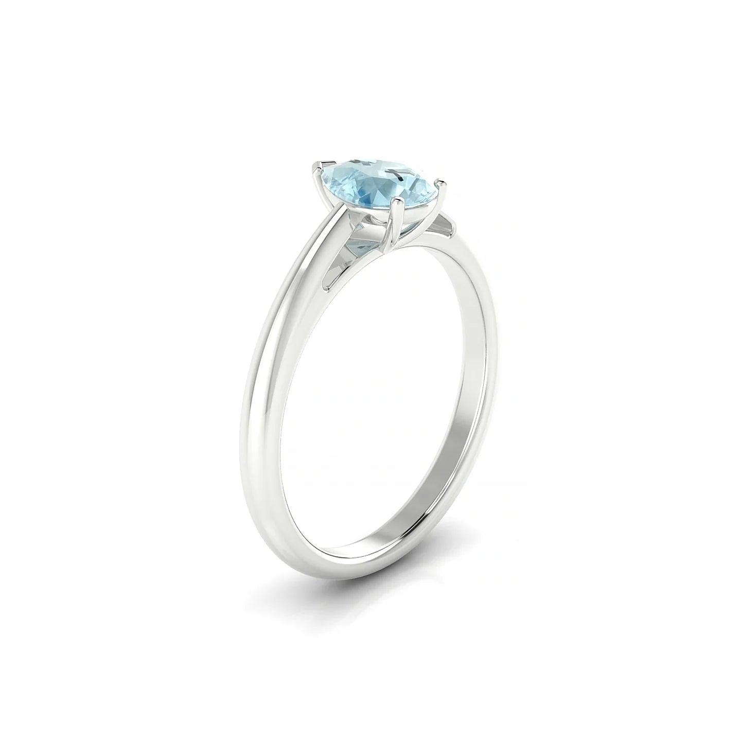 Treasure | 18k White Gold 7 x 5 mm Pear Aquamarine Ring