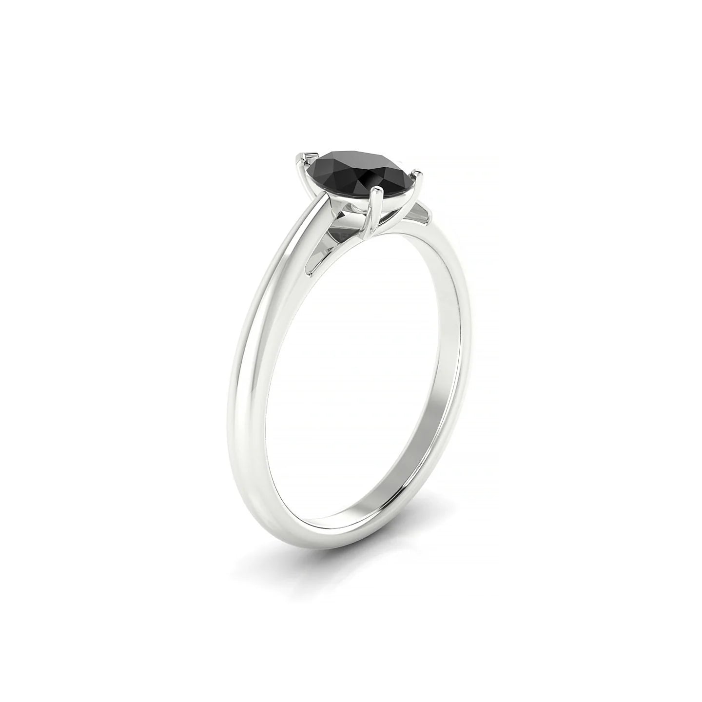 Treasure | 18k White Gold 7 x 5 mm Pear Black Diamond Ring
