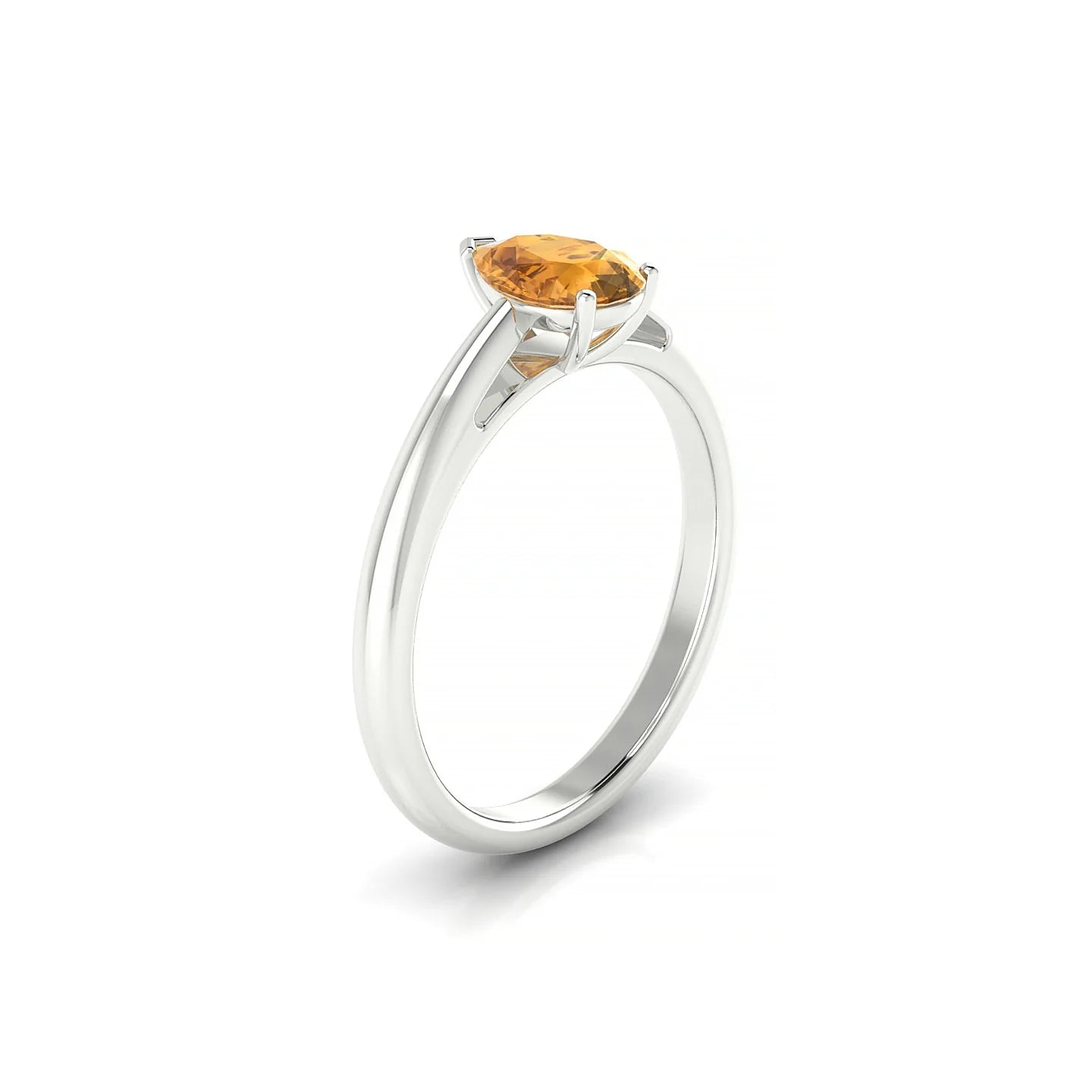 Treasure | 18k White Gold 7 x 5 mm Pear Citrine Ring