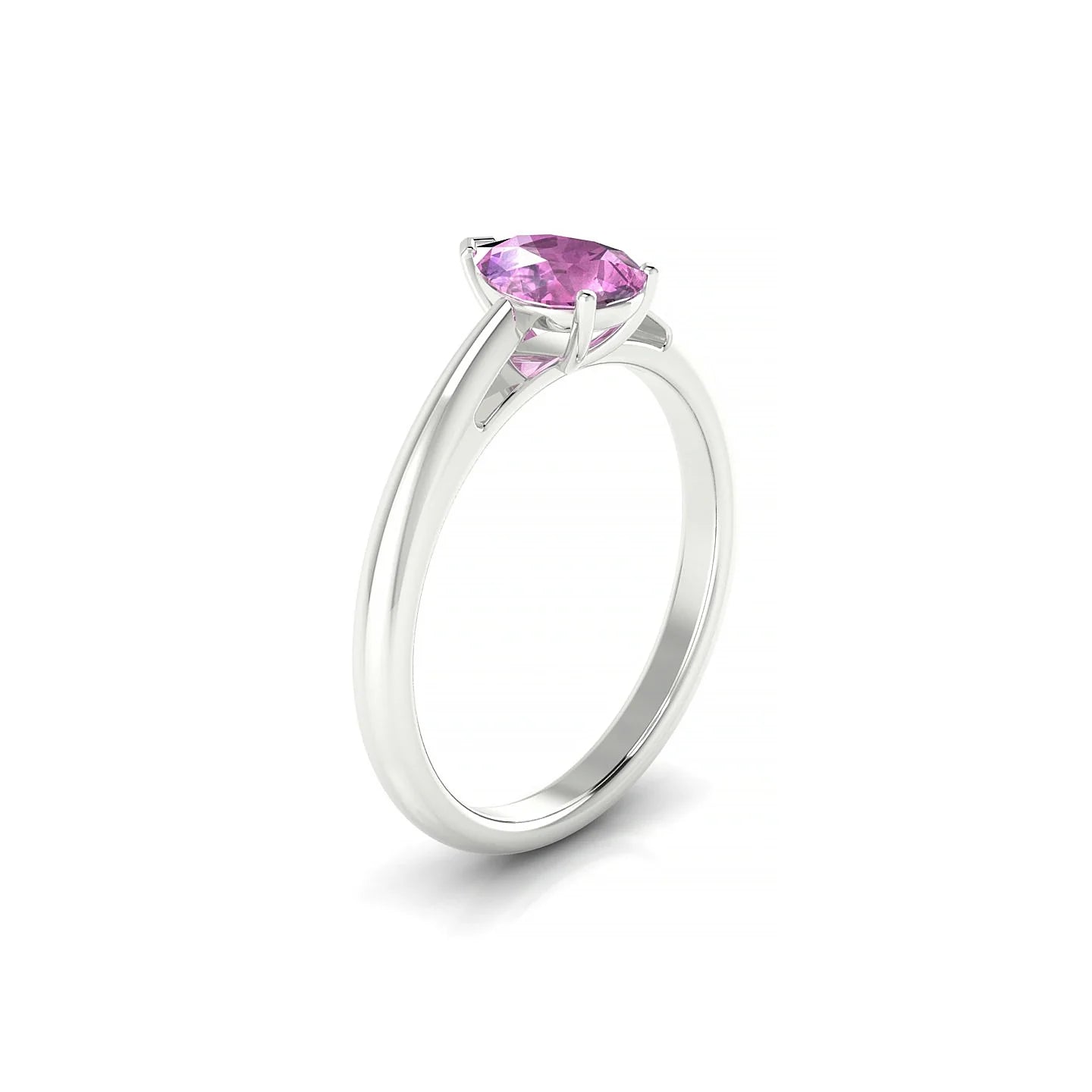 Treasure | 18k White Gold 7 x 5 mm Pear Pink Sapphire Ring