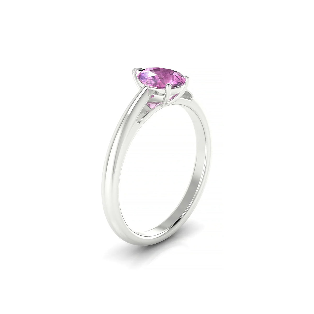 Treasure | 18k White Gold 7 x 5 mm Pear Pink Sapphire Ring