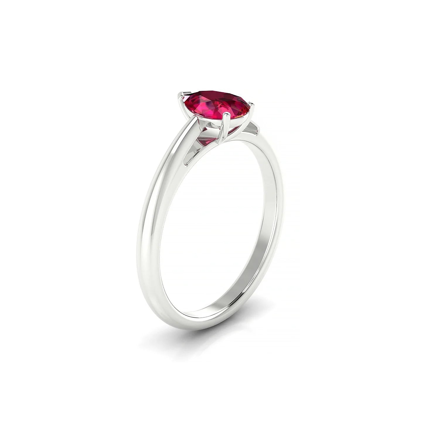 Treasure | 18k White Gold 7 x 5 mm Pear Ruby Ring