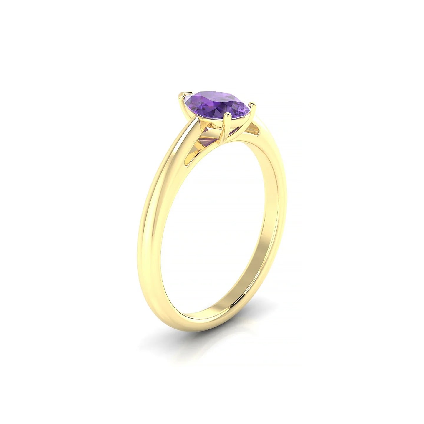 Treasure | 18k Yellow Gold 7 x 5 mm Pear Amethyst Ring