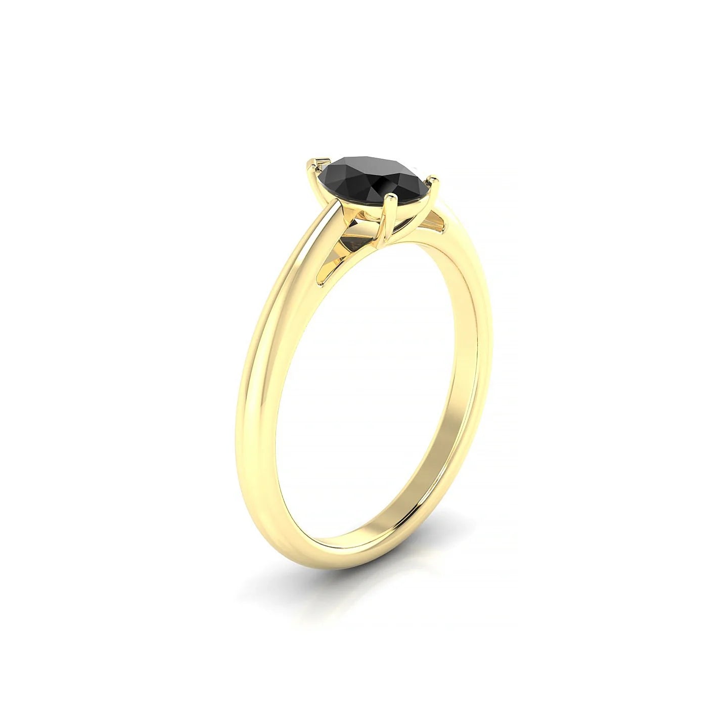 Treasure | 18k Yellow Gold 7 x 5 mm Pear Black Diamond Ring