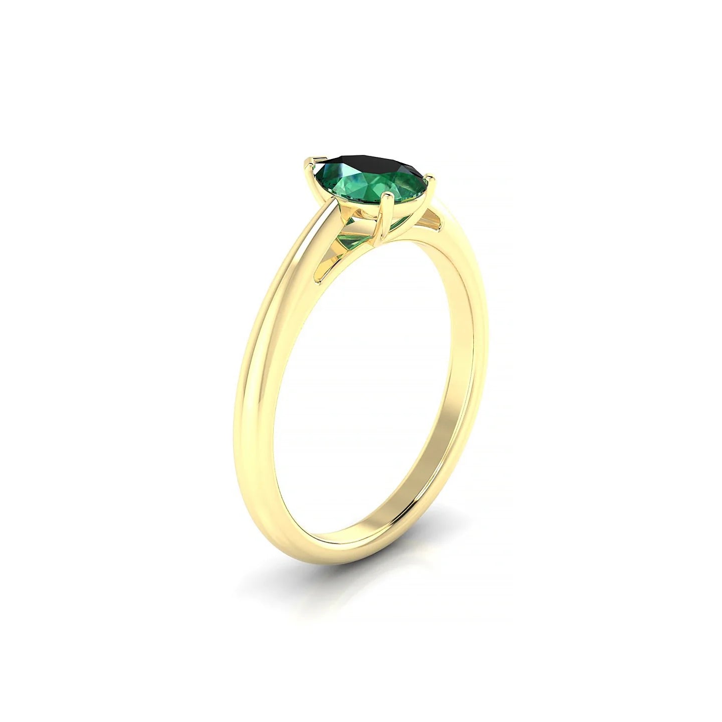 Treasure | 18k Yellow Gold 7 x 5 mm Pear Emerald Ring