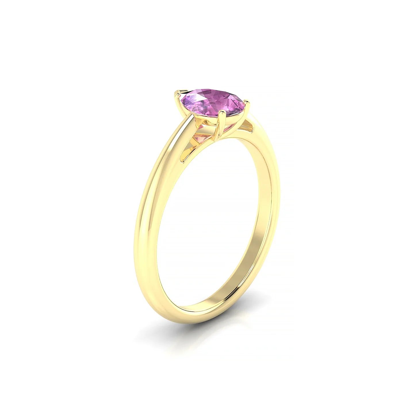 Treasure | 18k Yellow Gold 7 x 5 mm Pear Pink Sapphire Ring