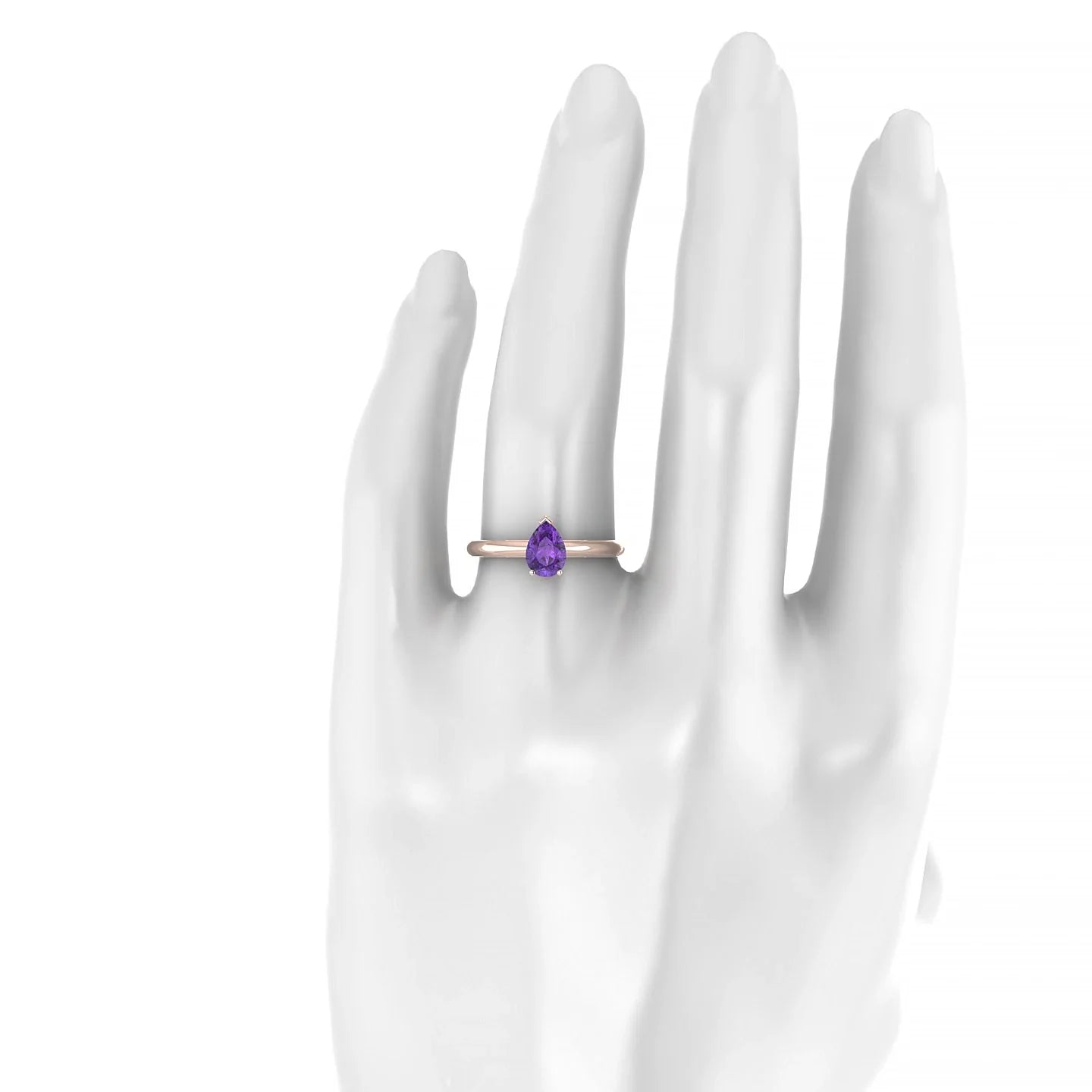 Treasure | 18k Rose Gold 7 x 5 mm Pear Amethyst Ring