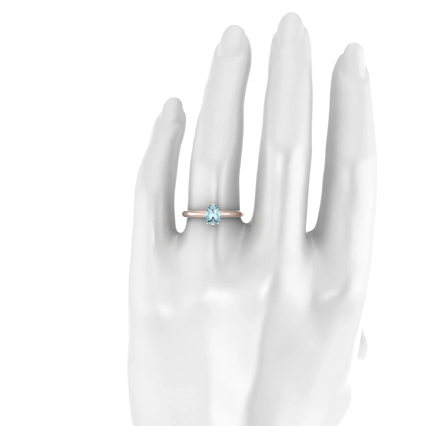 Treasure | 18k Rose Gold 7 x 5 mm Pear Aquamarine Ring