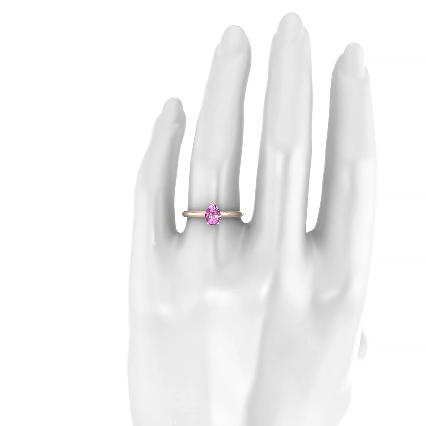 Treasure | 18k Rose Gold 7 x 5 mm Pear Pink Sapphire Ring