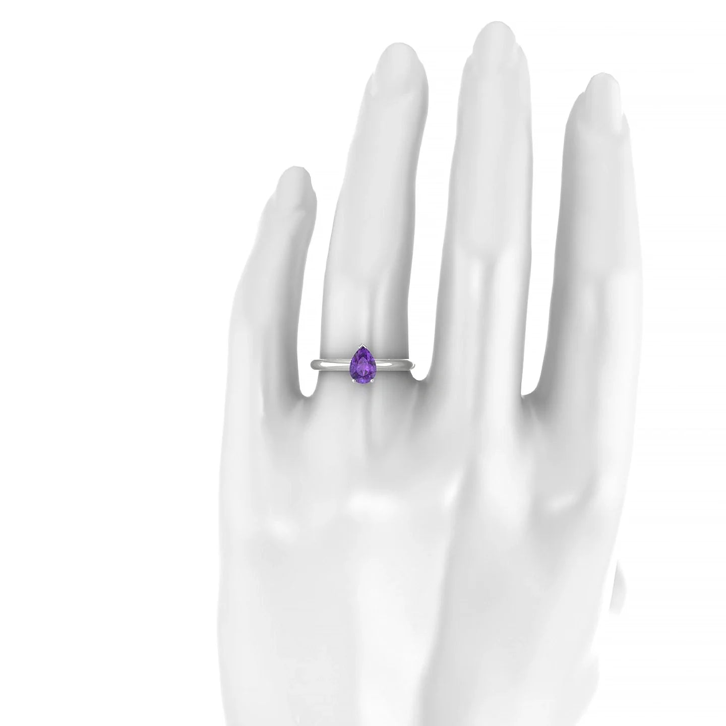 Treasure | 18k White Gold 7 x 5 mm Pear Amethyst Ring