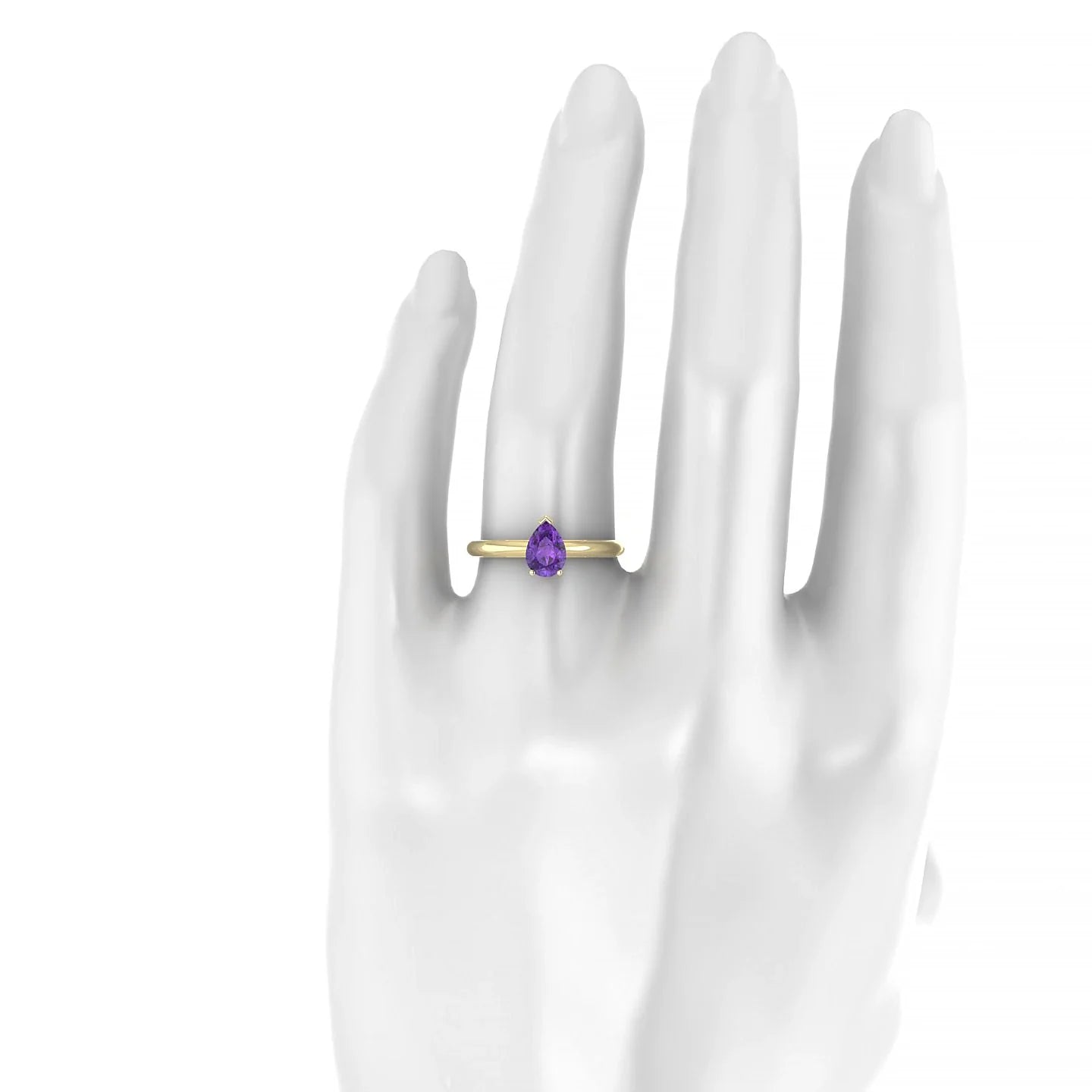 Treasure | 18k Yellow Gold 7 x 5 mm Pear Amethyst Ring