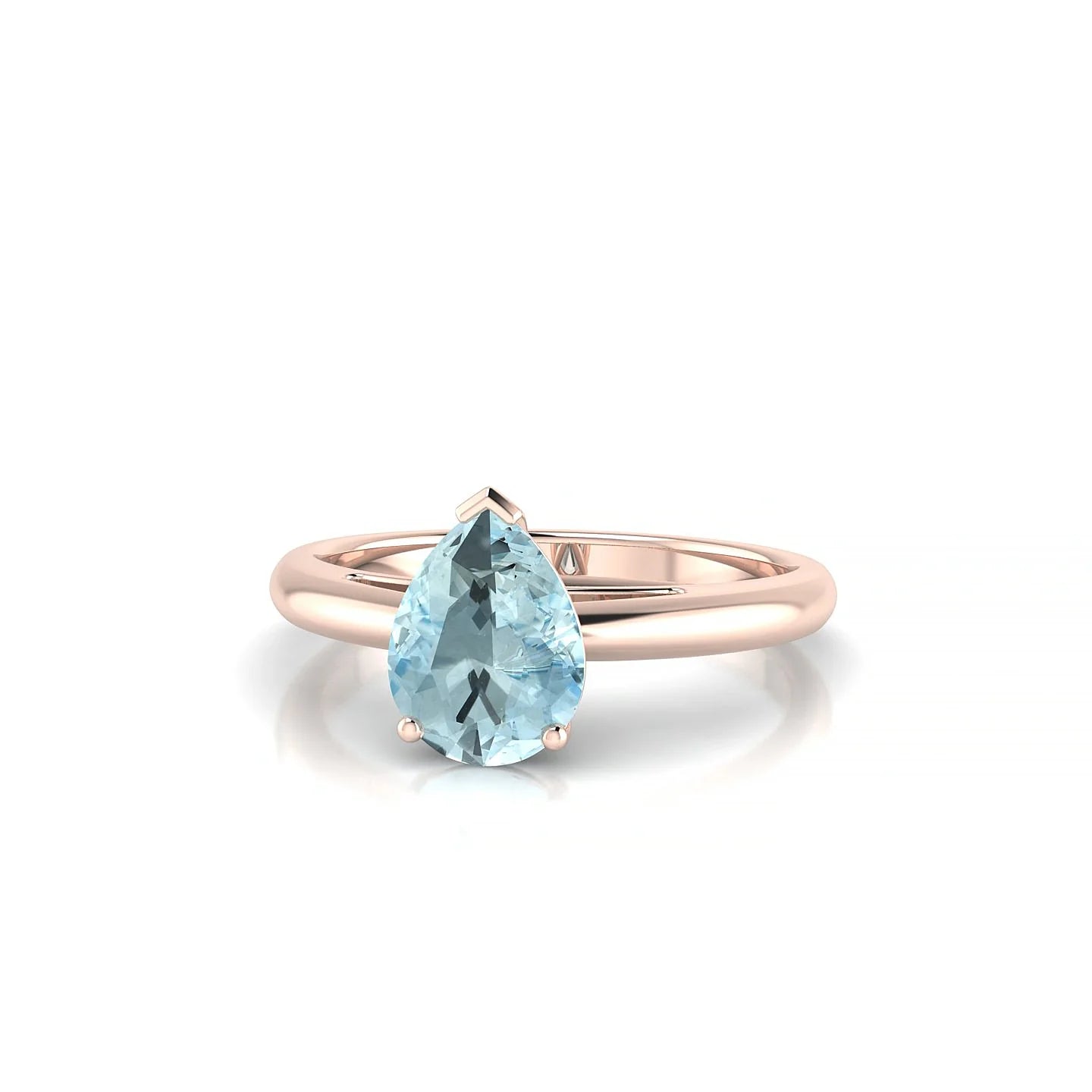 Treasure | 18k Rose Gold 8 x 6 mm Pear Aquamarine Ring