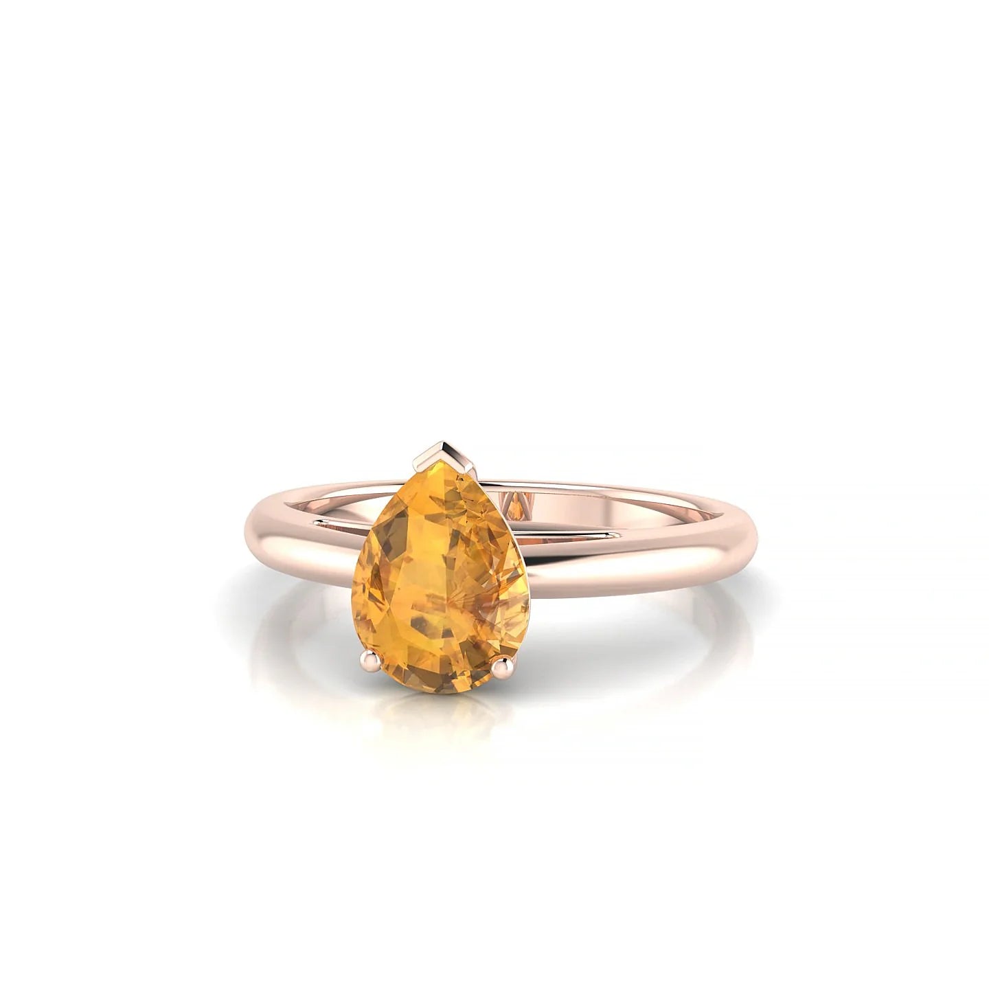 Treasure | 18k Rose Gold 8 x 6 mm Pear Citrine Ring