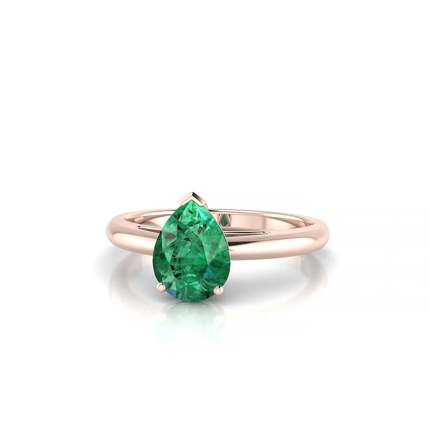 Treasure | 18k Rose Gold 8 x 6 mm Pear Emerald Ring