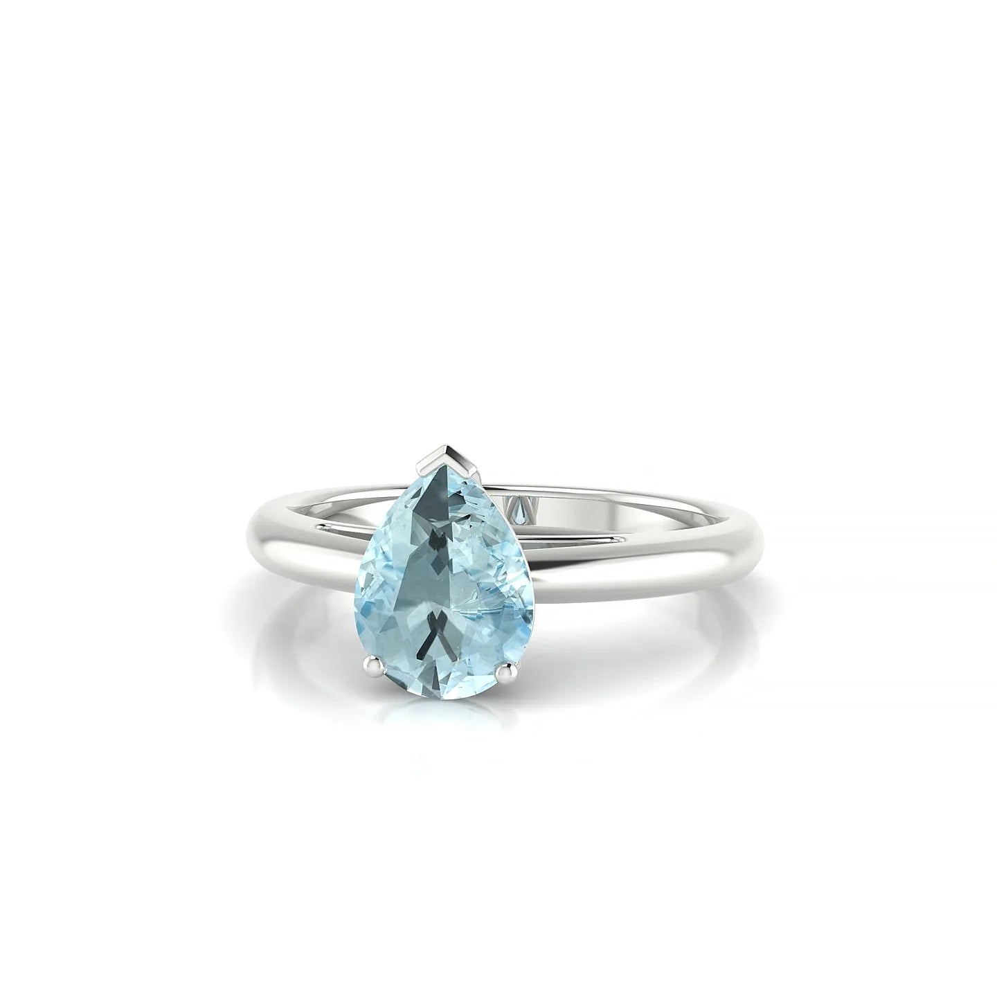 Treasure | 18k White Gold 8 x 6 mm Pear Aquamarine Ring