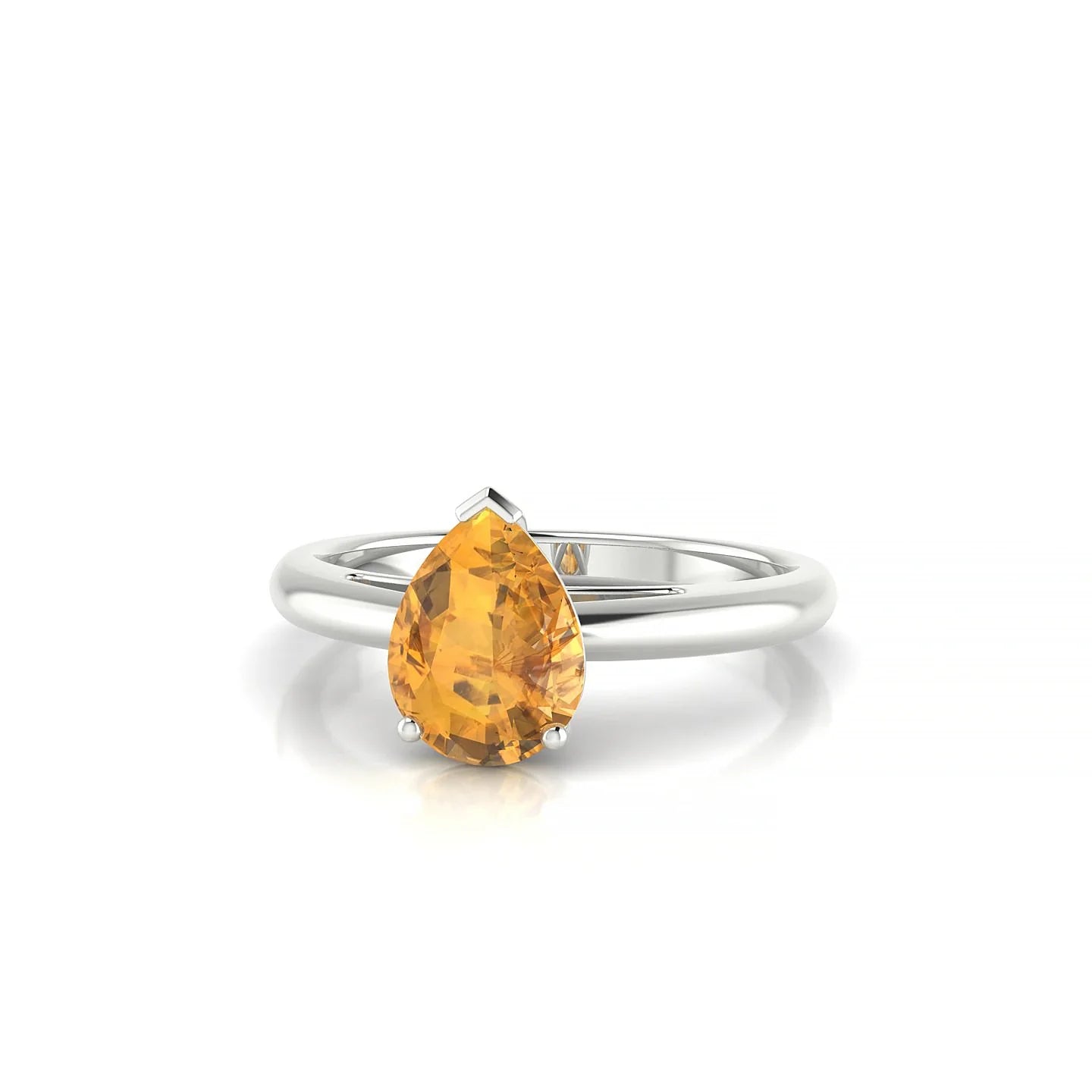 Treasure | 18k White Gold 8 x 6 mm Pear Citrine Ring