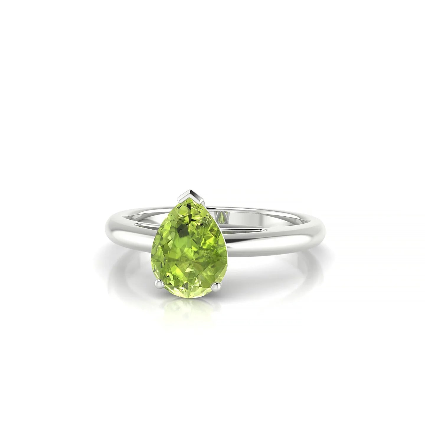 Treasure | 18k White Gold 8 x 6 mm Pear Peridot Ring