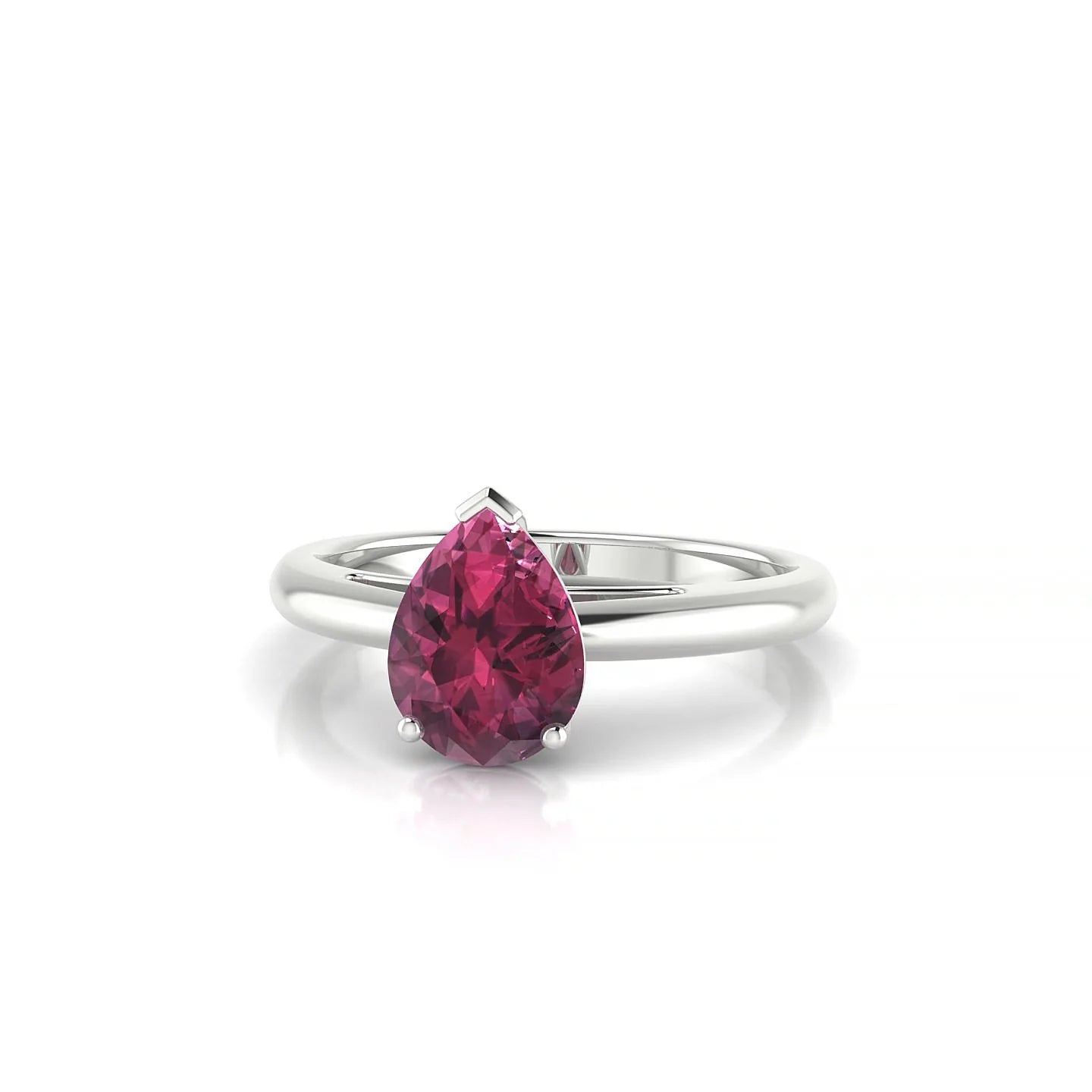 Treasure | 18k White Gold 8 x 6 mm Pear Rhodolite Ring