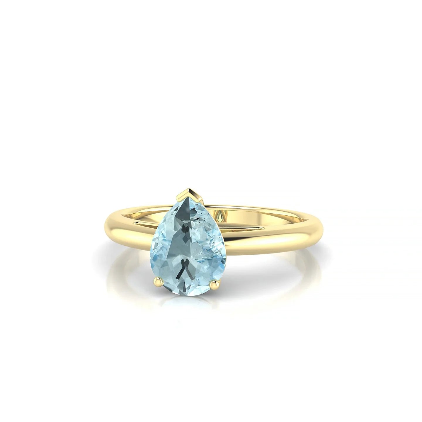 Treasure | 18k Yellow Gold 8 x 6 mm Pear Aquamarine Ring