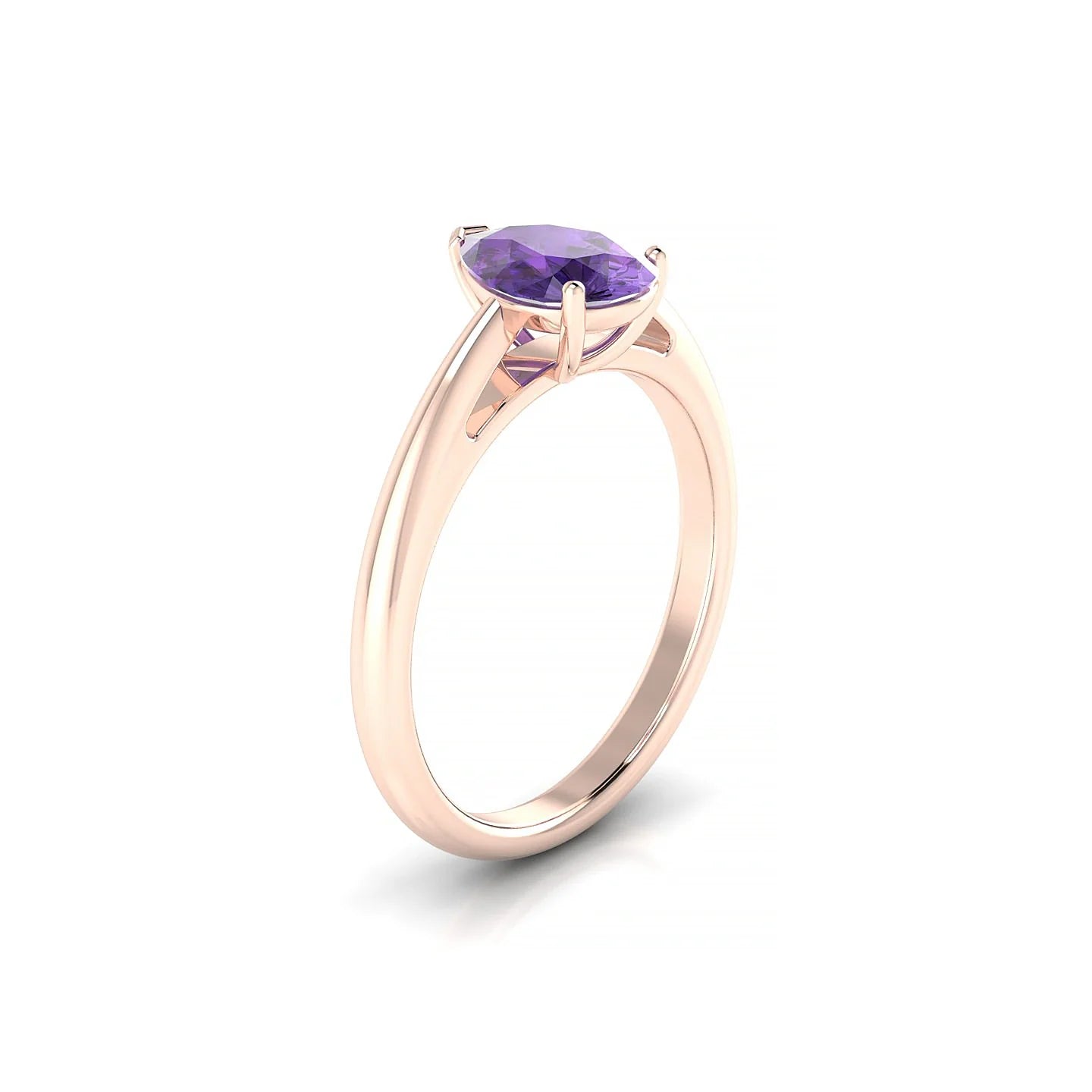 Treasure | 18k Rose Gold 8 x 6 mm Pear Amethyst Ring