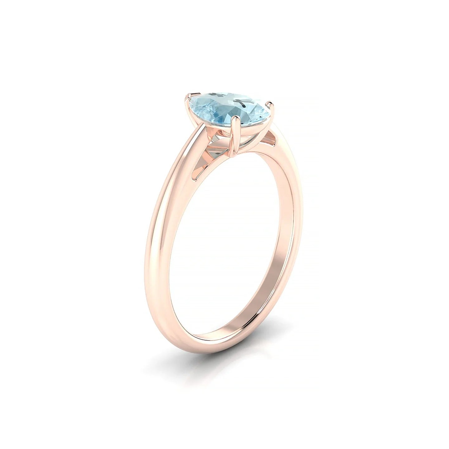 Treasure | 18k Rose Gold 8 x 6 mm Pear Aquamarine Ring