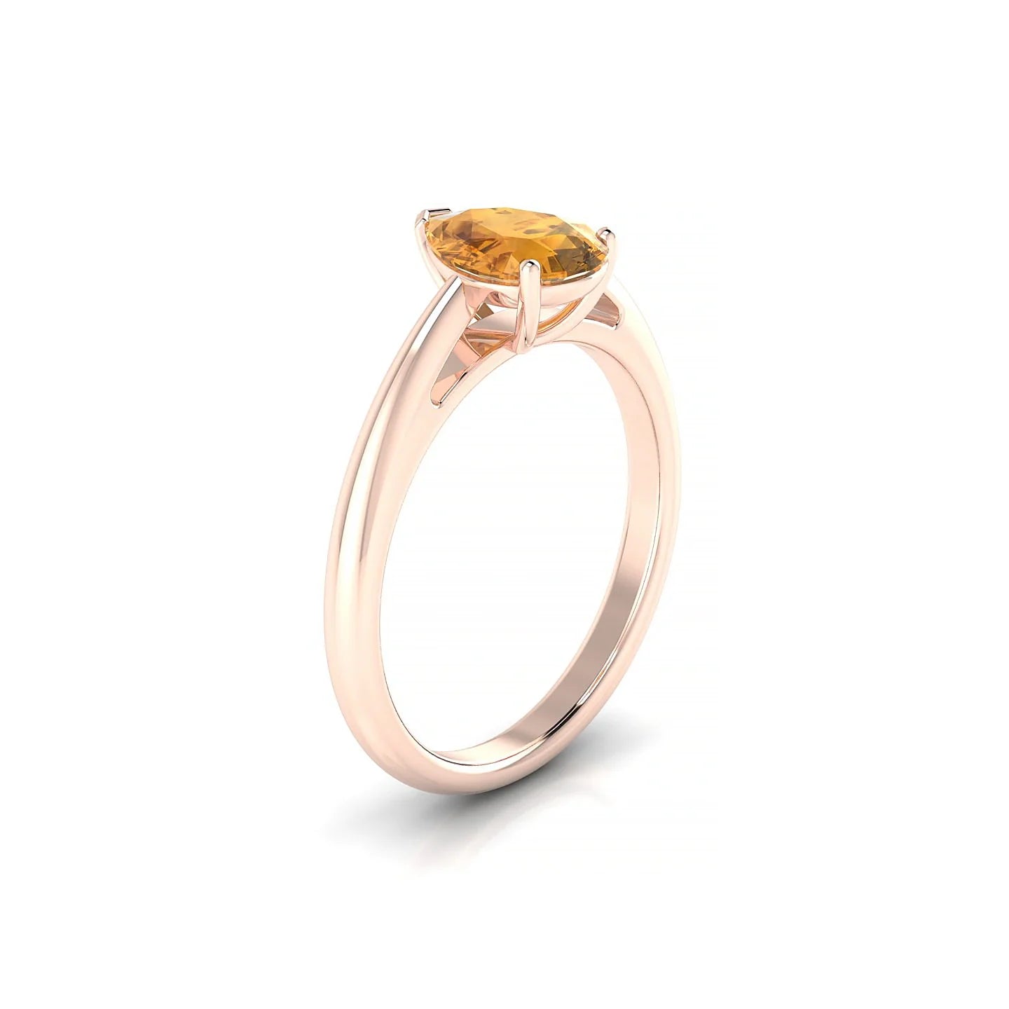 Treasure | 18k Rose Gold 8 x 6 mm Pear Citrine Ring