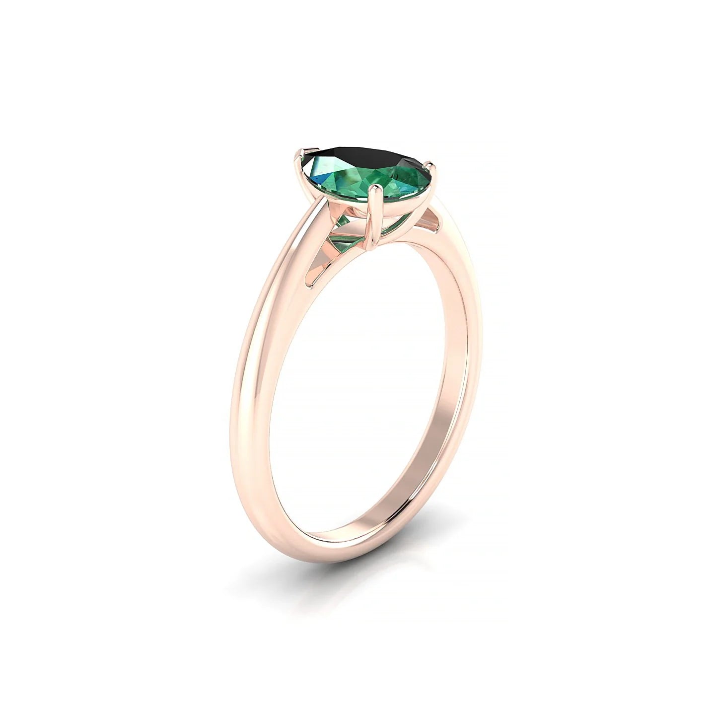 Treasure | 18k Rose Gold 8 x 6 mm Pear Emerald Ring