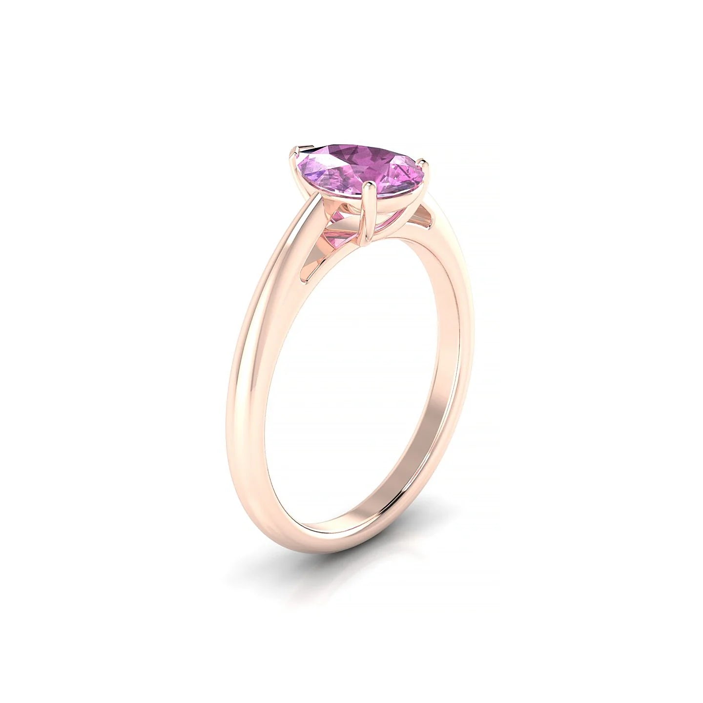 Treasure | 18k Rose Gold 8 x 6 mm Pear Pink Sapphire Ring
