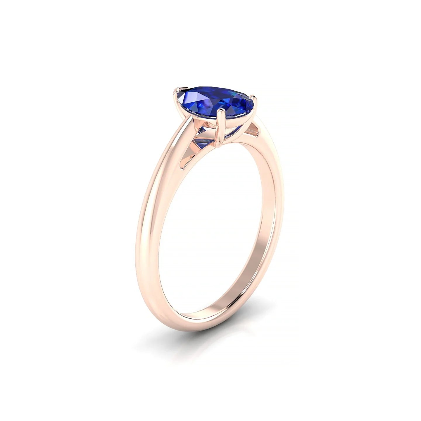 Treasure | 18k Rose Gold 8 x 6 mm Pear Sapphire Ring