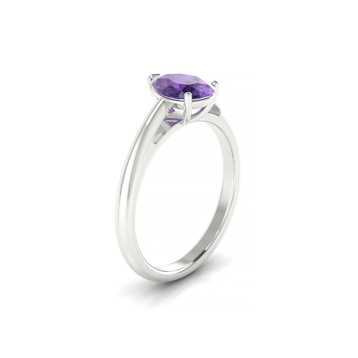 Treasure | 18k White Gold 8 x 6 mm Pear Amethyst Ring