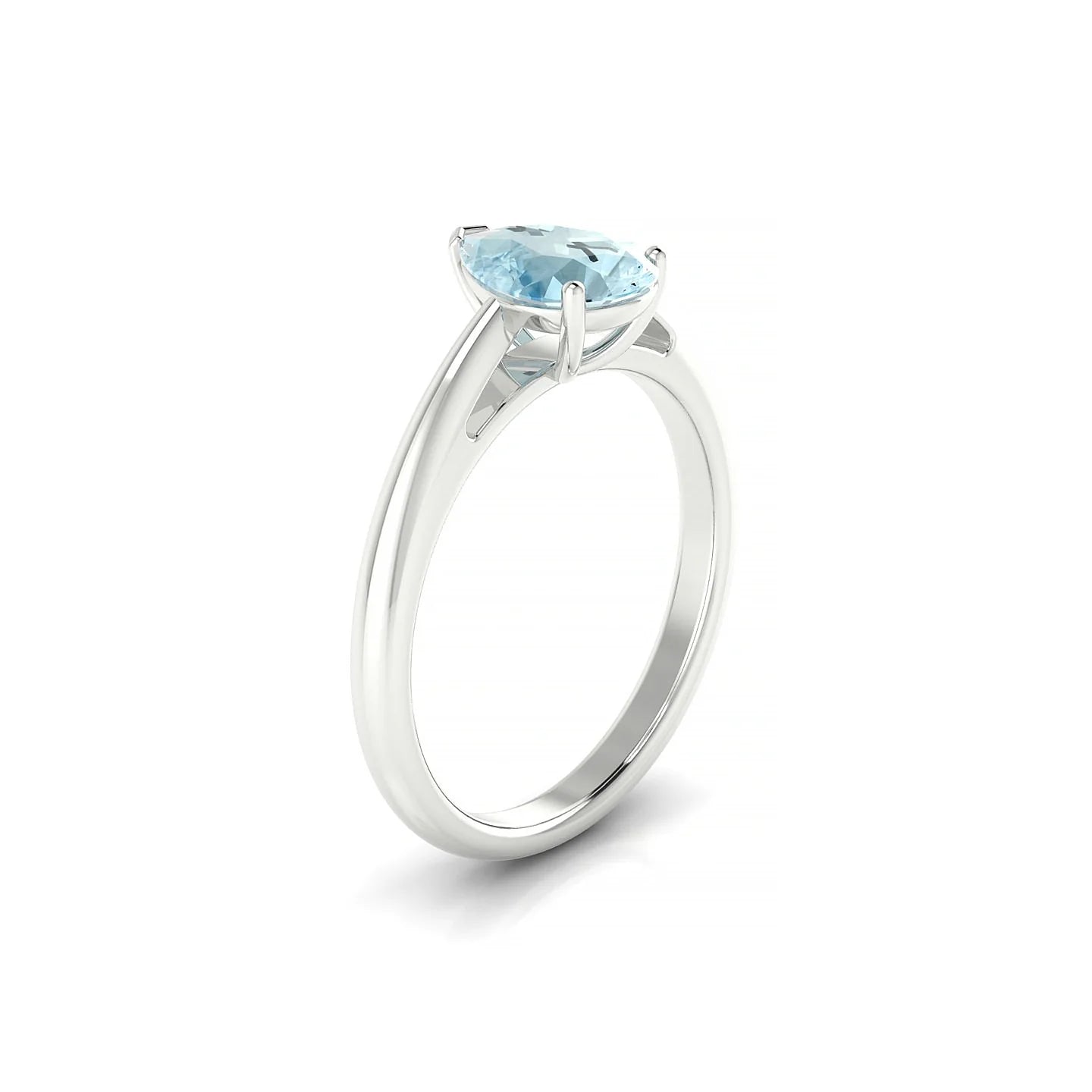 Treasure | 18k White Gold 8 x 6 mm Pear Aquamarine Ring