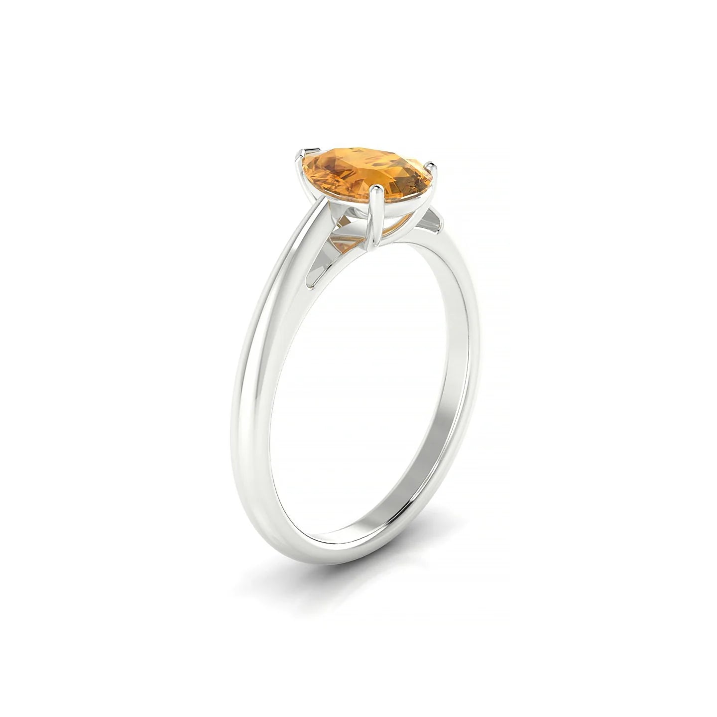 Treasure | 18k White Gold 8 x 6 mm Pear Citrine Ring