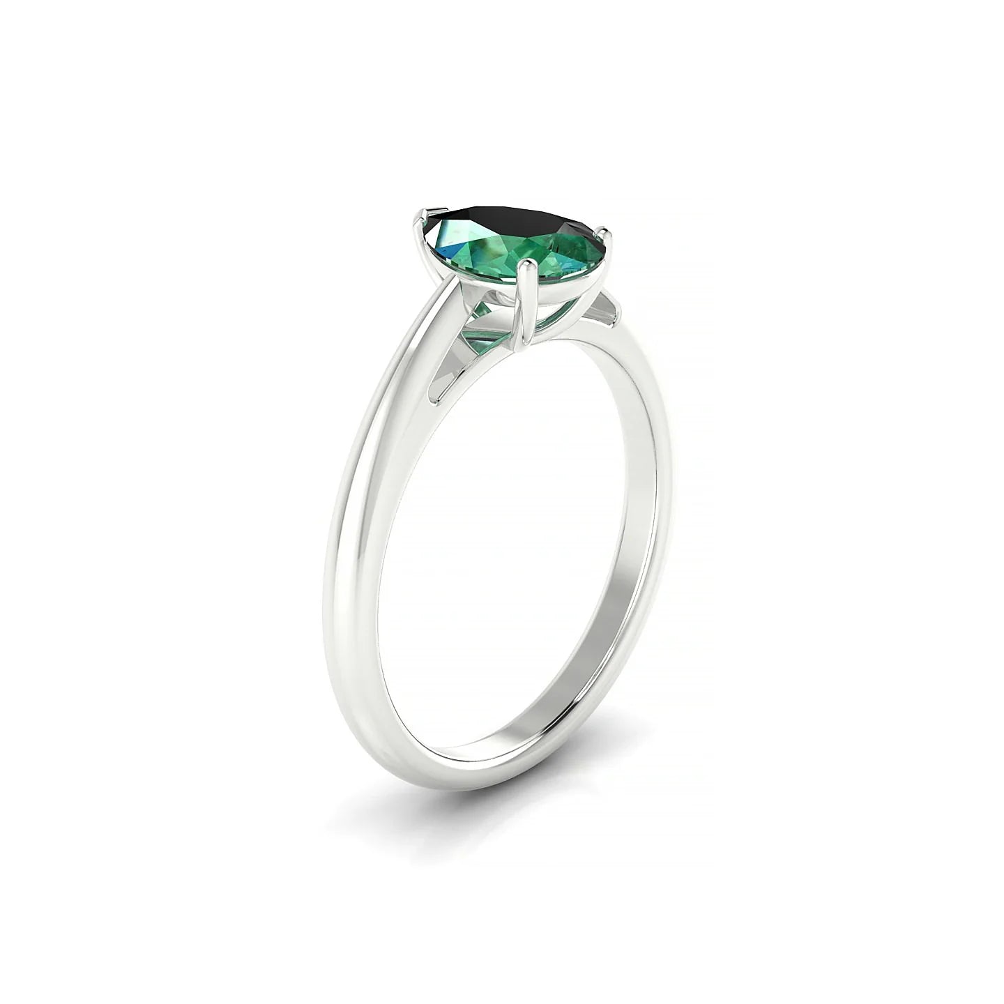 Treasure | 18k White Gold 8 x 6 mm Pear Emerald Ring
