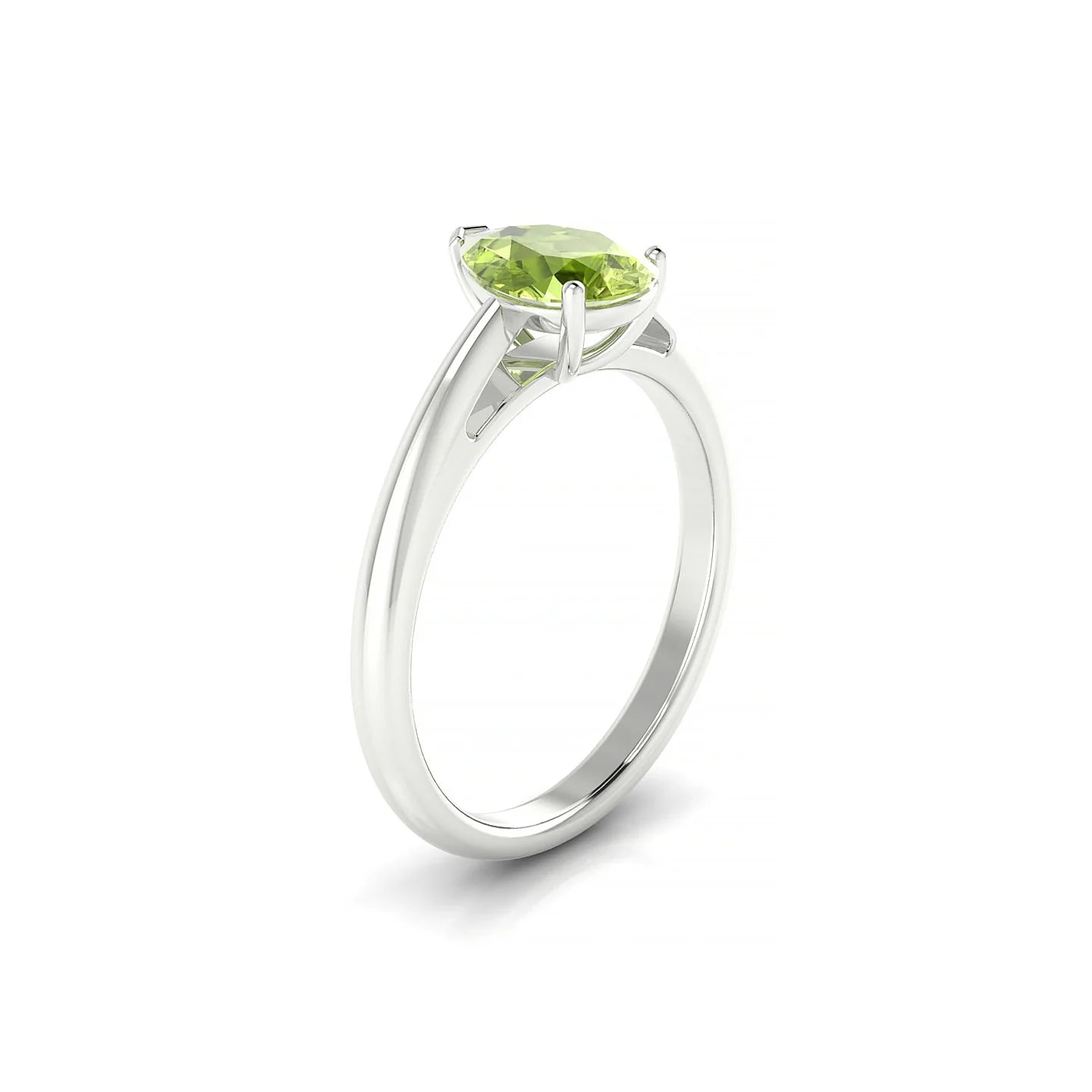 Treasure | 18k White Gold 8 x 6 mm Pear Peridot Ring