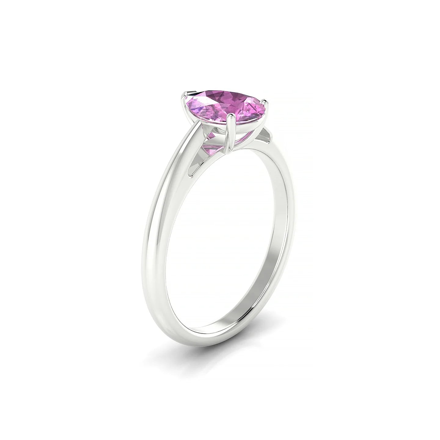 Treasure | 18k White Gold 8 x 6 mm Pear Pink Sapphire Ring