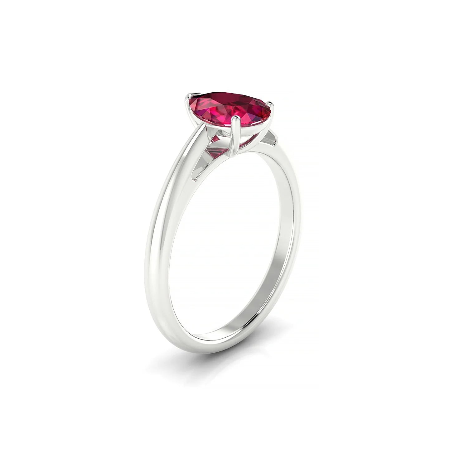 Treasure | 18k White Gold 8 x 6 mm Pear Ruby Ring