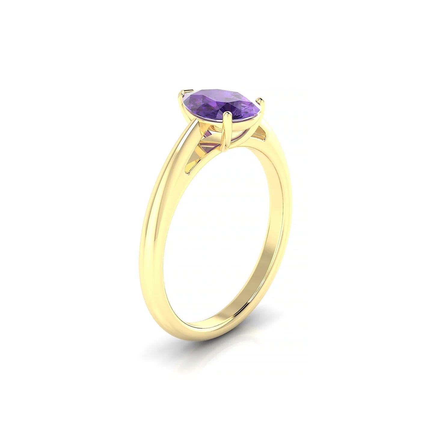 Treasure | 18k Yellow Gold 8 x 6 mm Pear Amethyst Ring