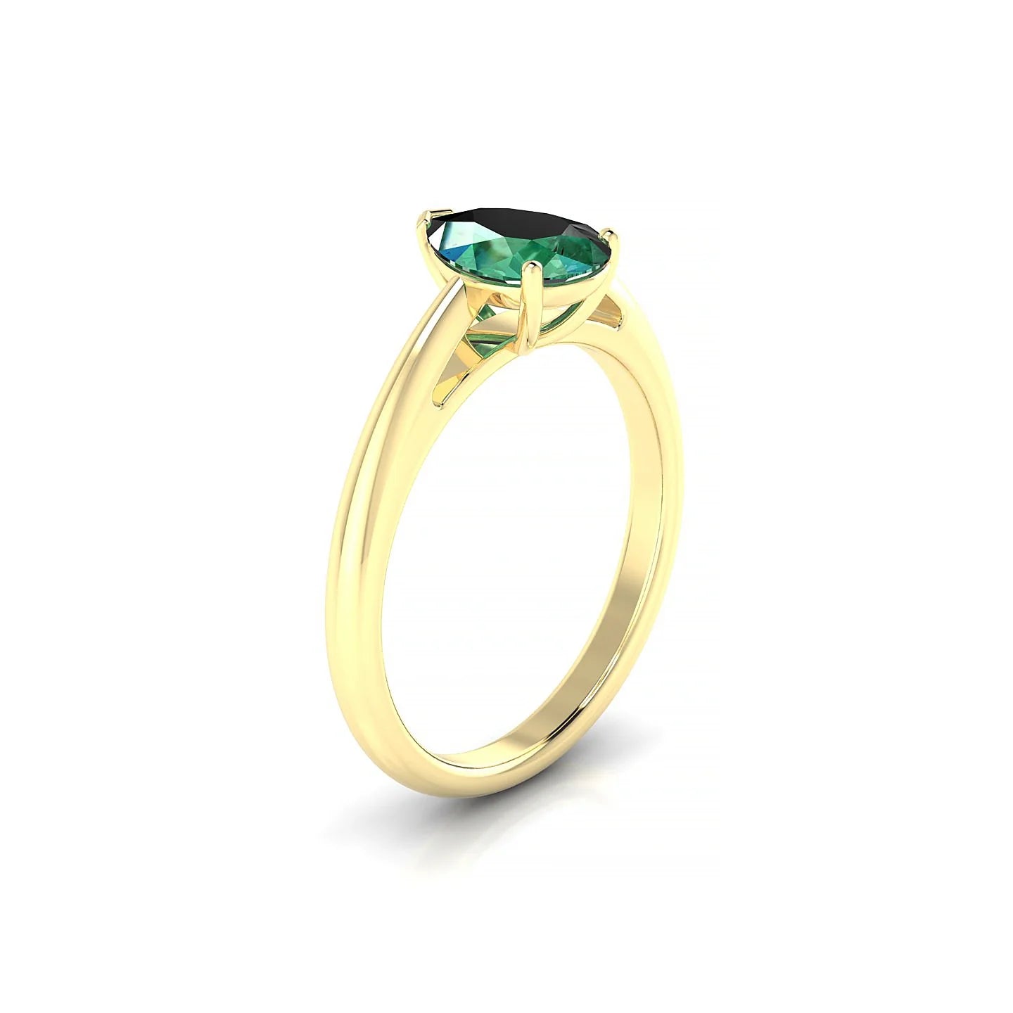 Treasure | 18k Yellow Gold 8 x 6 mm Pear Emerald Ring