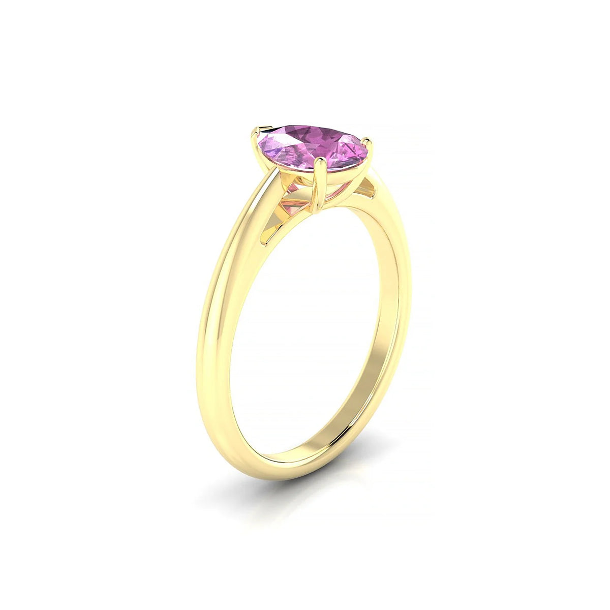 Treasure | 18k Yellow Gold 8 x 6 mm Pear Pink Sapphire Ring