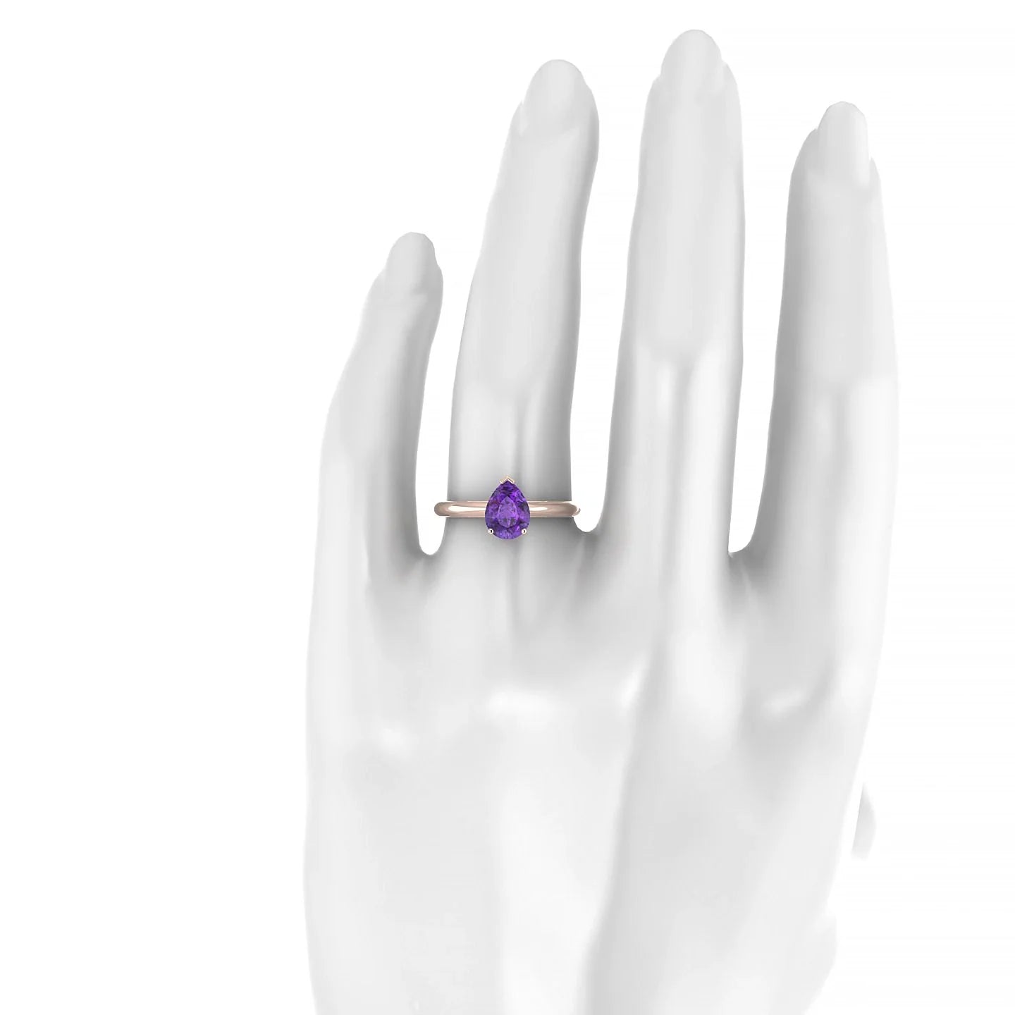 Treasure | 18k Rose Gold 8 x 6 mm Pear Amethyst Ring