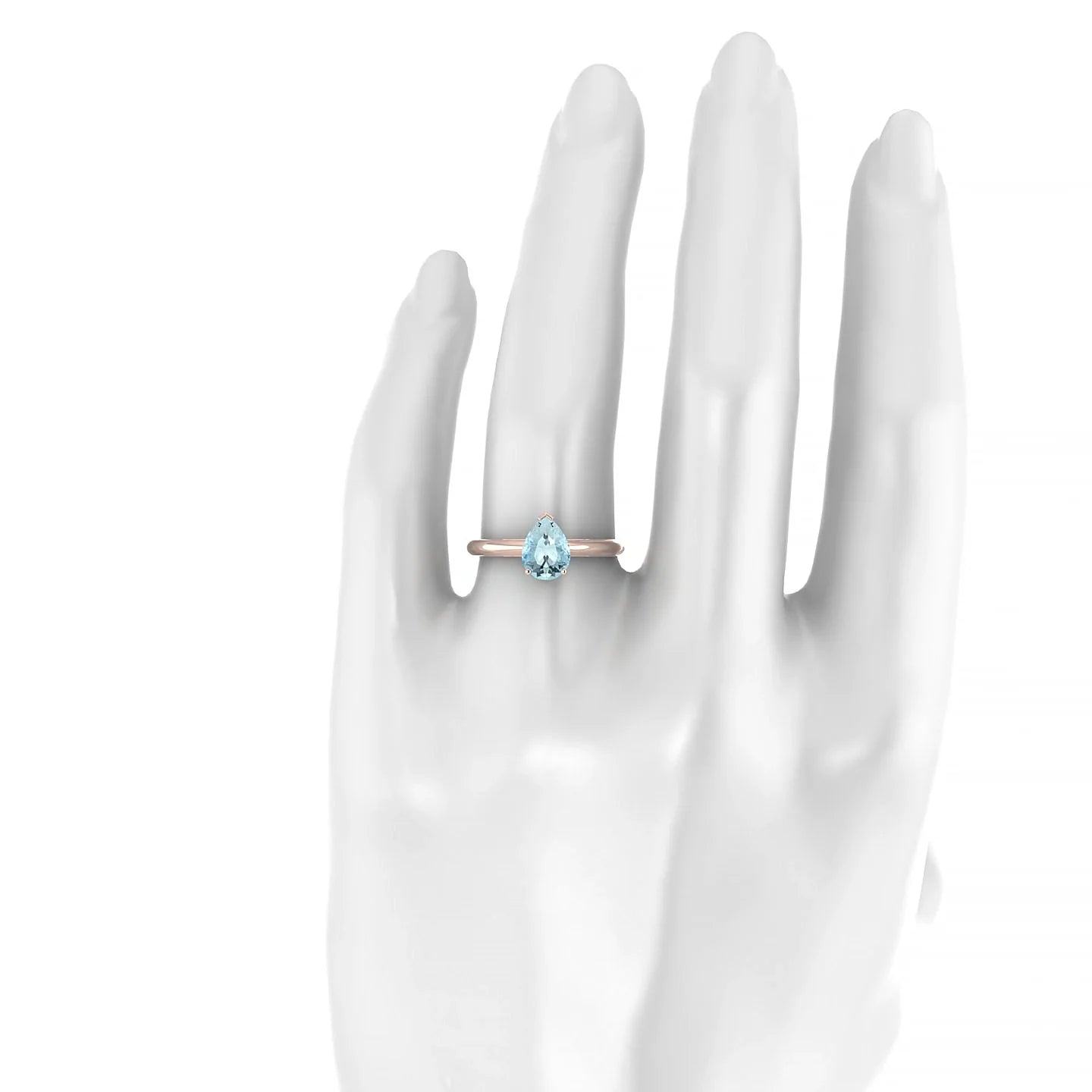 Treasure | 18k Rose Gold 8 x 6 mm Pear Aquamarine Ring
