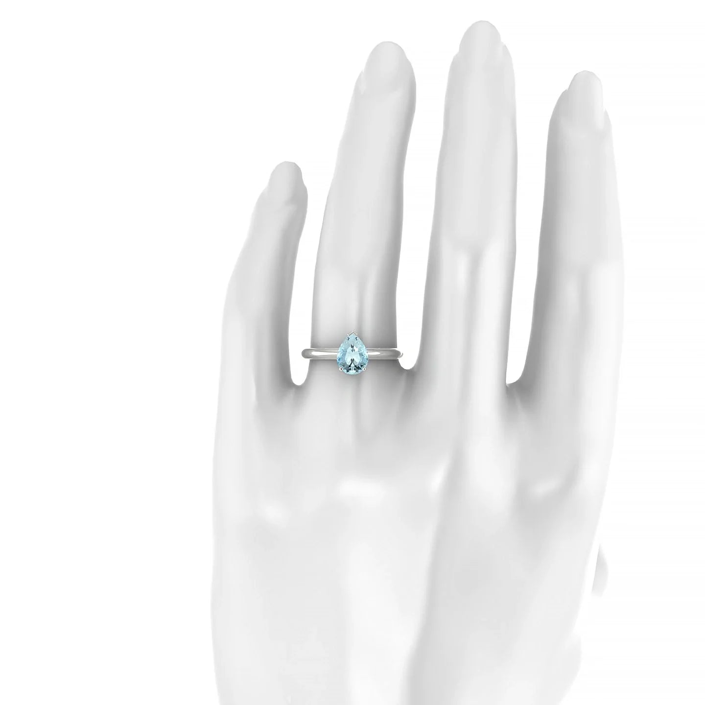 Treasure | 18k White Gold 8 x 6 mm Pear Aquamarine Ring