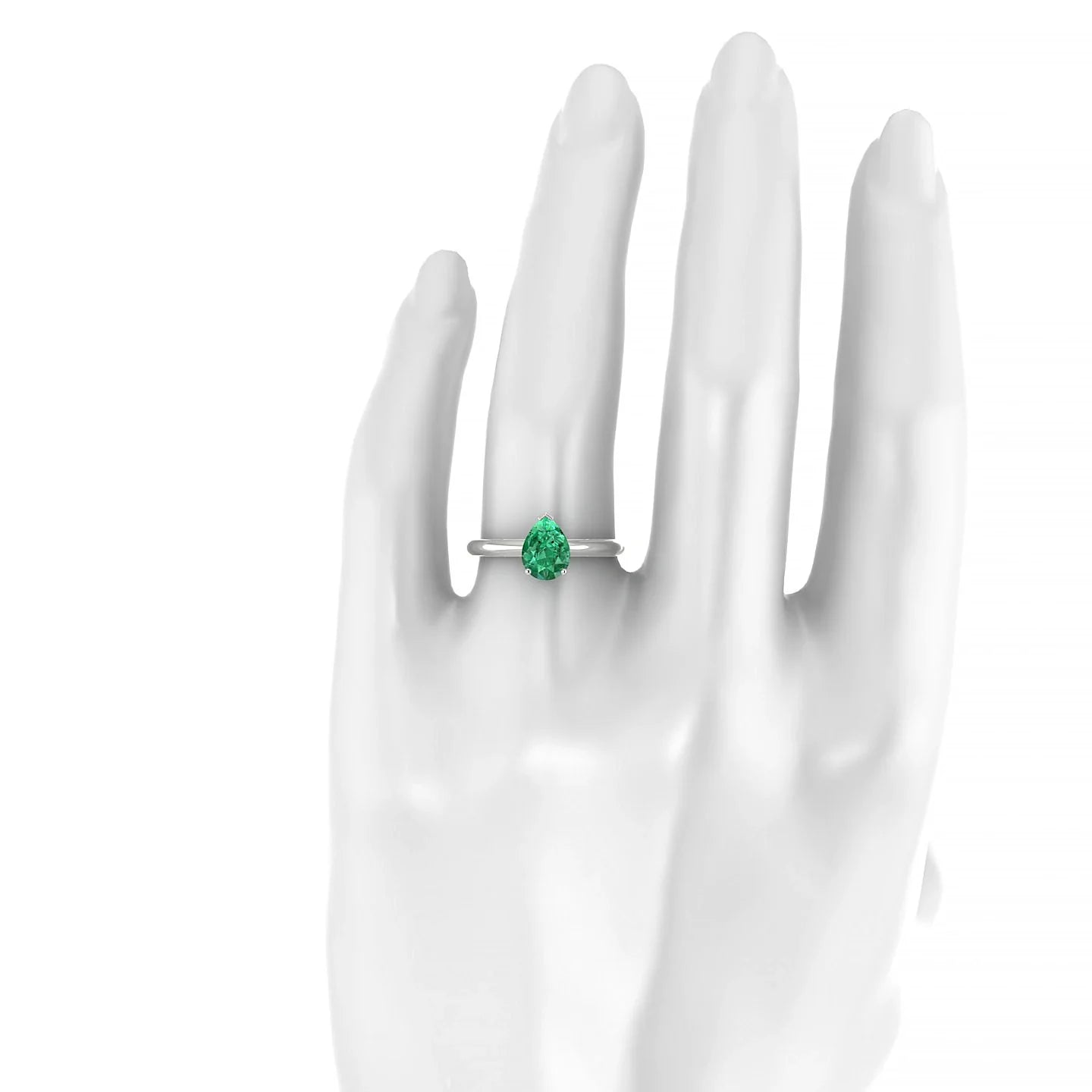 Treasure | 18k White Gold 8 x 6 mm Pear Emerald Ring