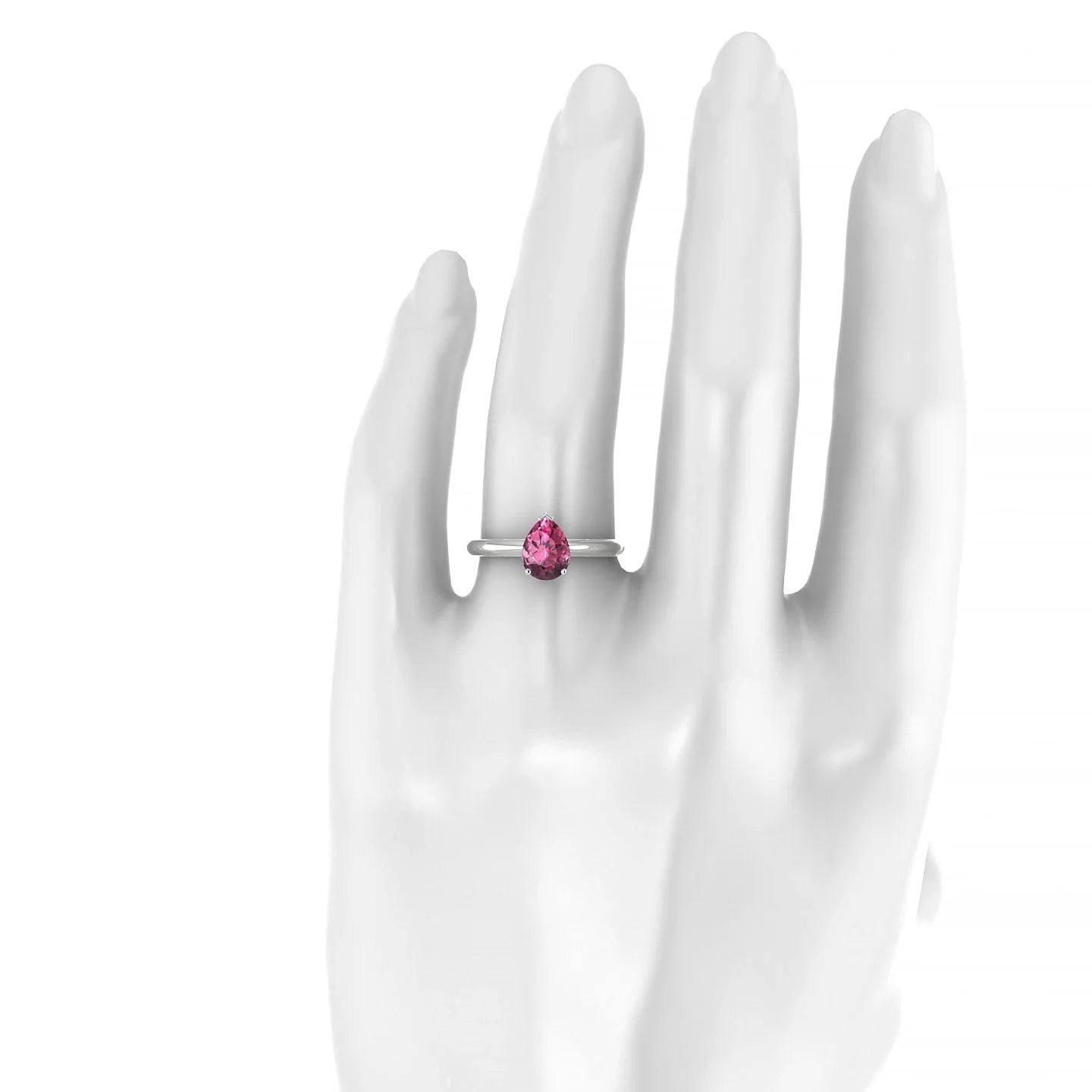 Treasure | 18k White Gold 8 x 6 mm Pear Rhodolite Ring