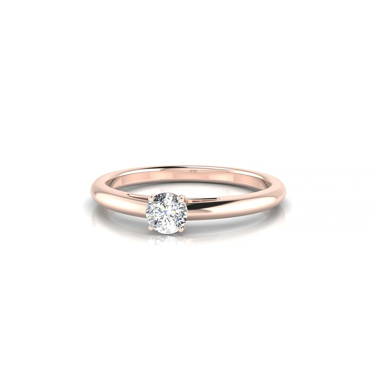 Treasure | 18k Rose Gold 3.7 mm Round Diamond Ring