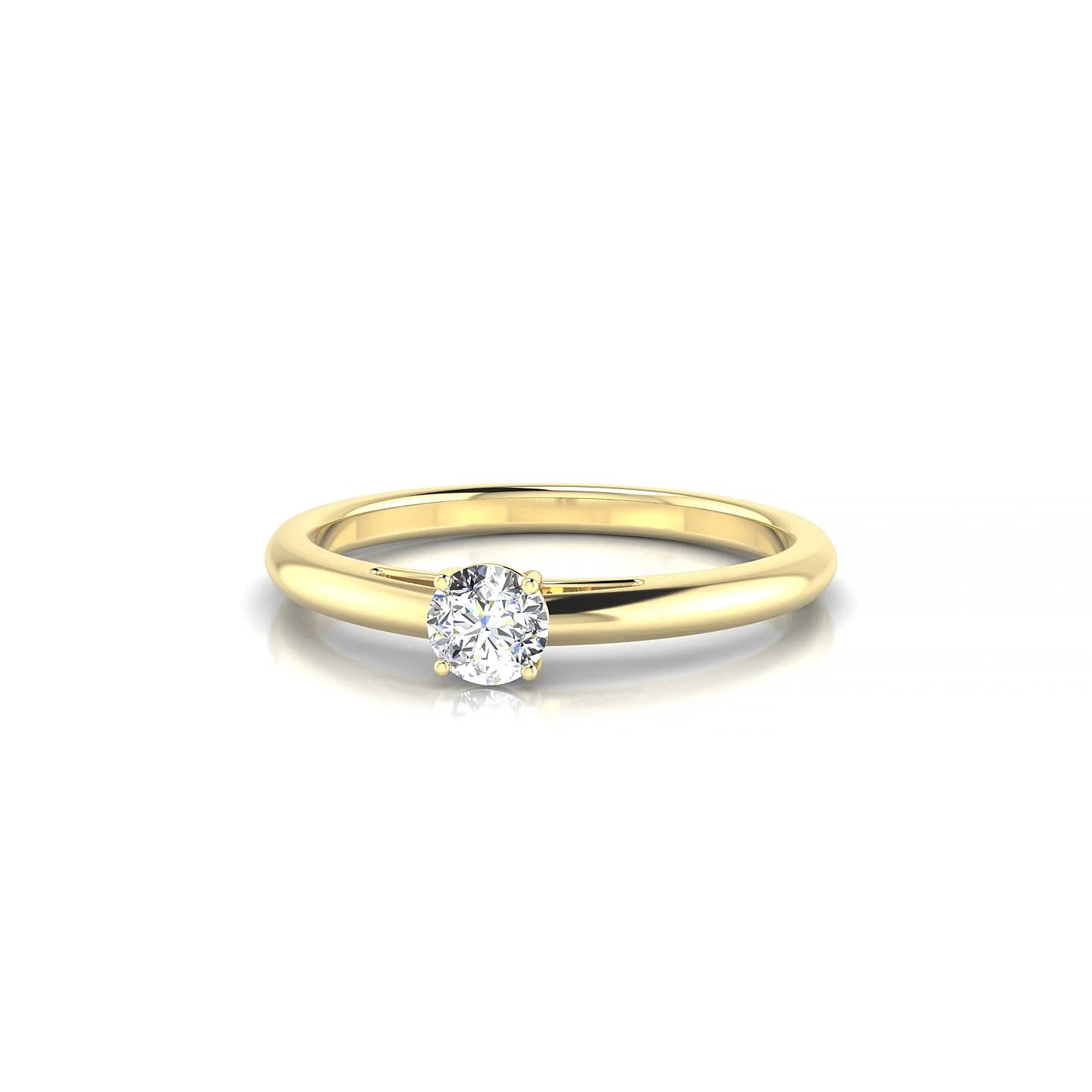 Treasure | 18k Yellow Gold 3.7 mm Round Diamond Ring