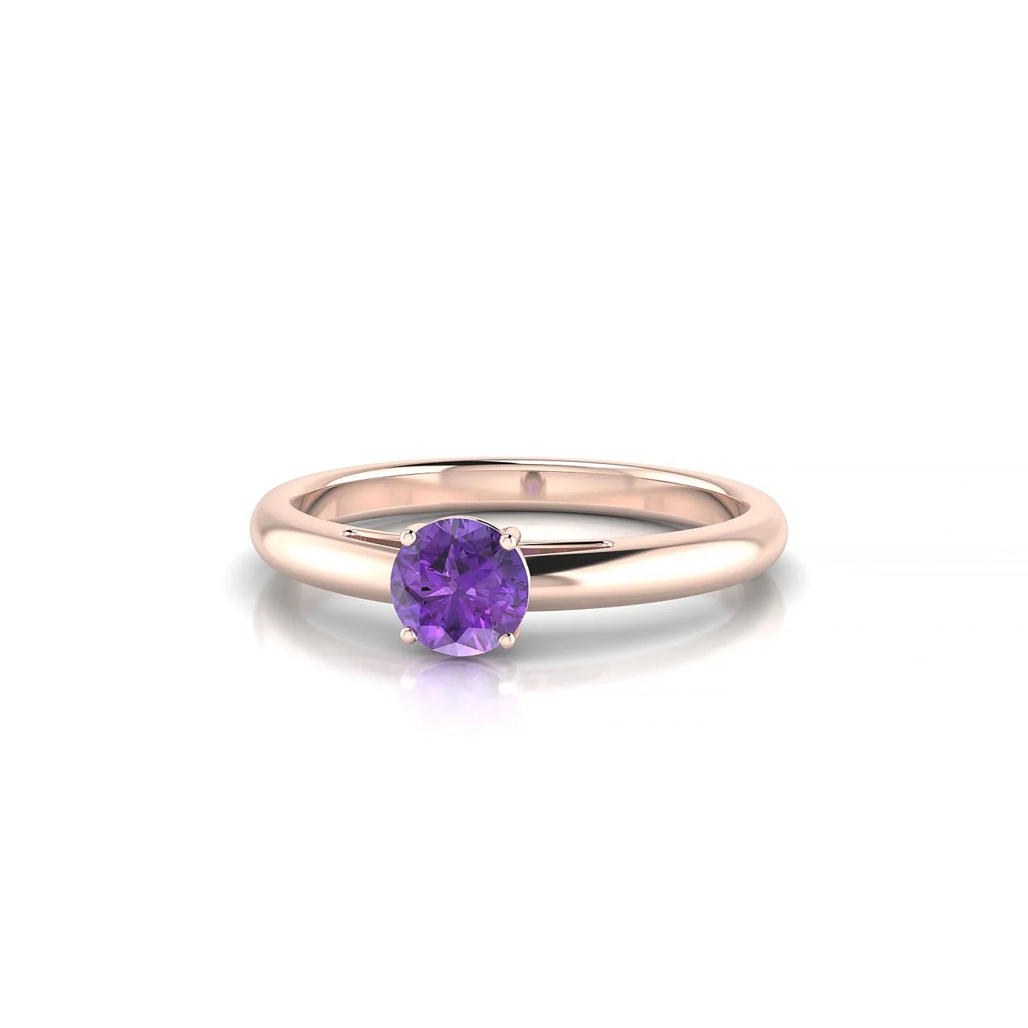 Treasure | 18k Rose Gold 4.5 mm Round Amethyst Ring