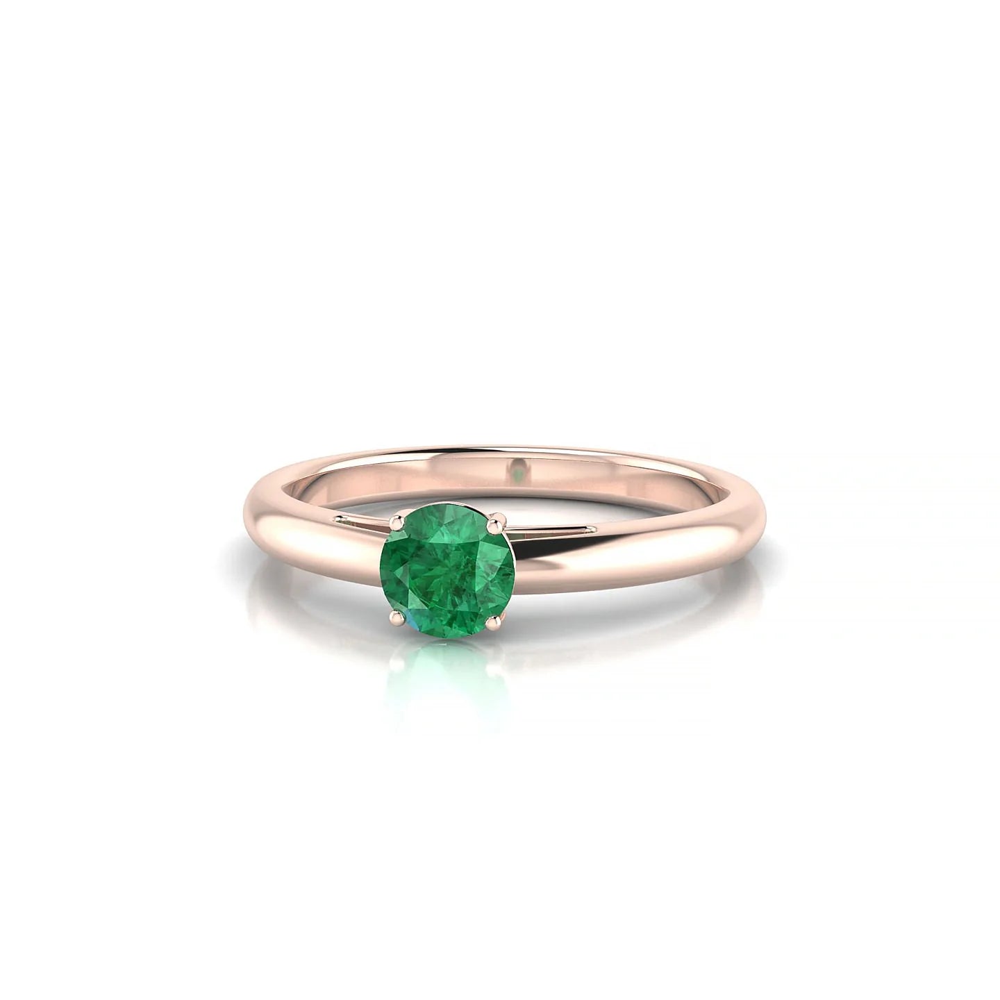 Treasure | 18k Rose Gold 4.5 mm Round Emerald Ring
