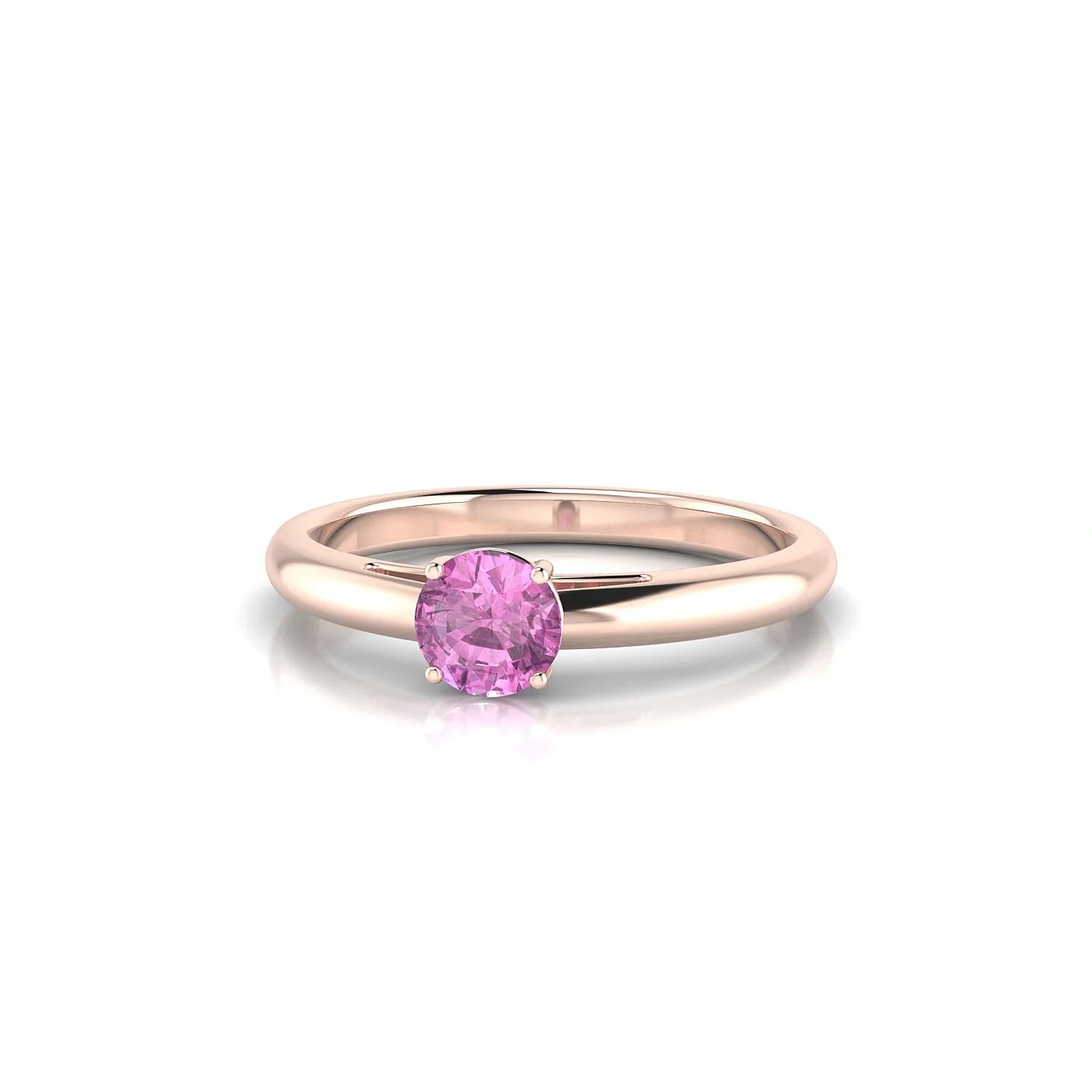 Treasure | 18k Rose Gold 4.5 mm Round Pink Sapphire Ring