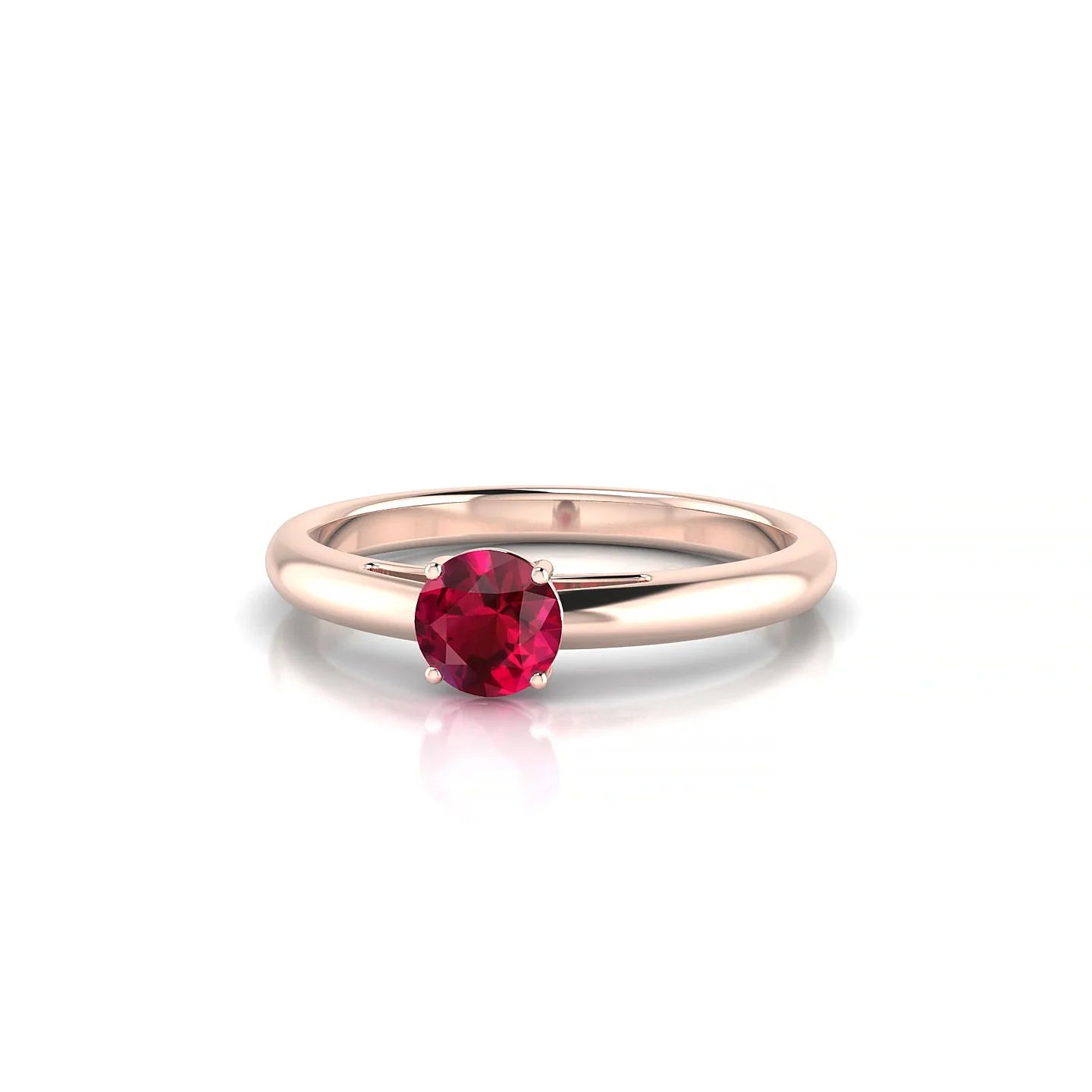 Treasure | 18k Rose Gold 4.5 mm Round Ruby Ring